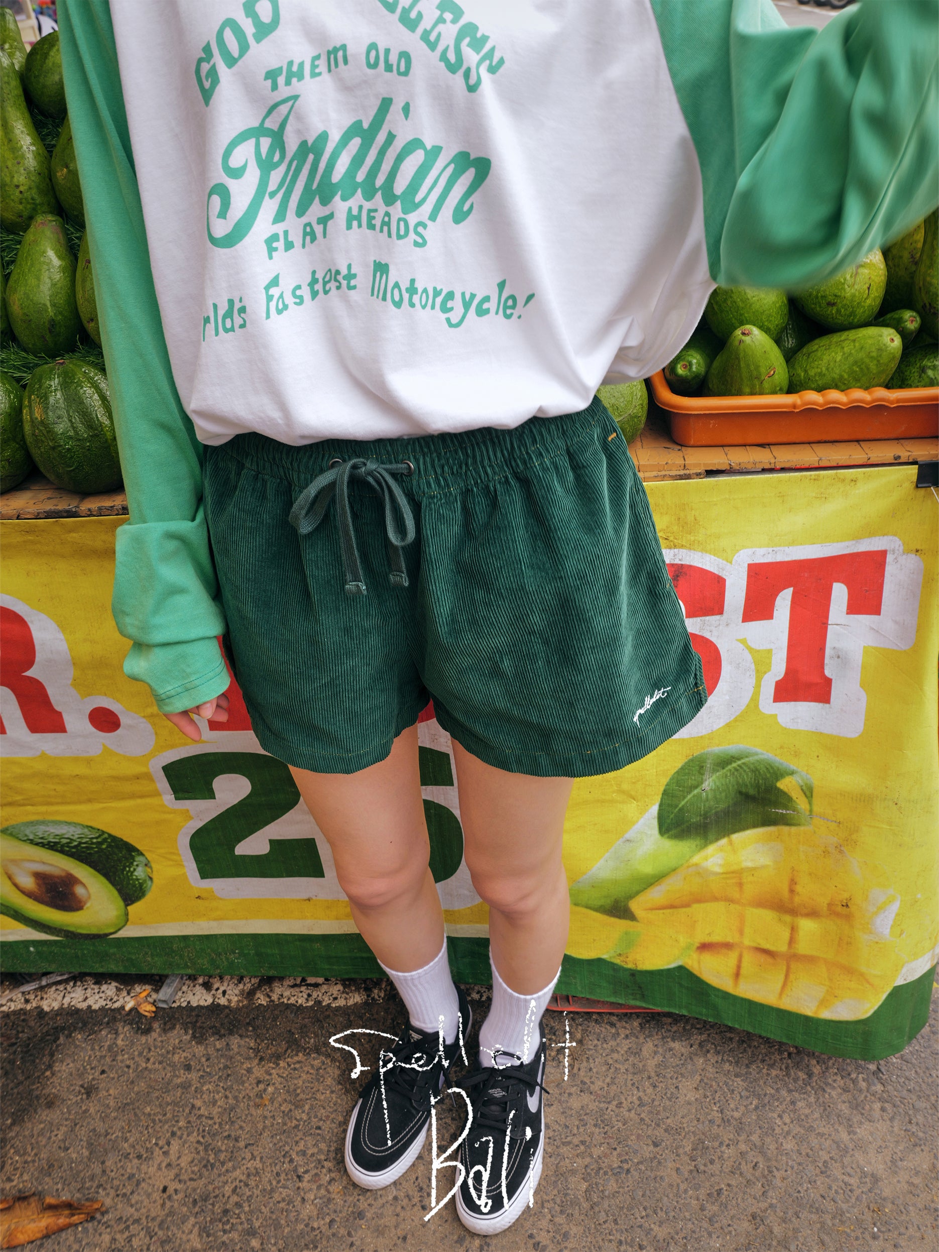 CORDUROY ELASTIC WAIST SHORTS