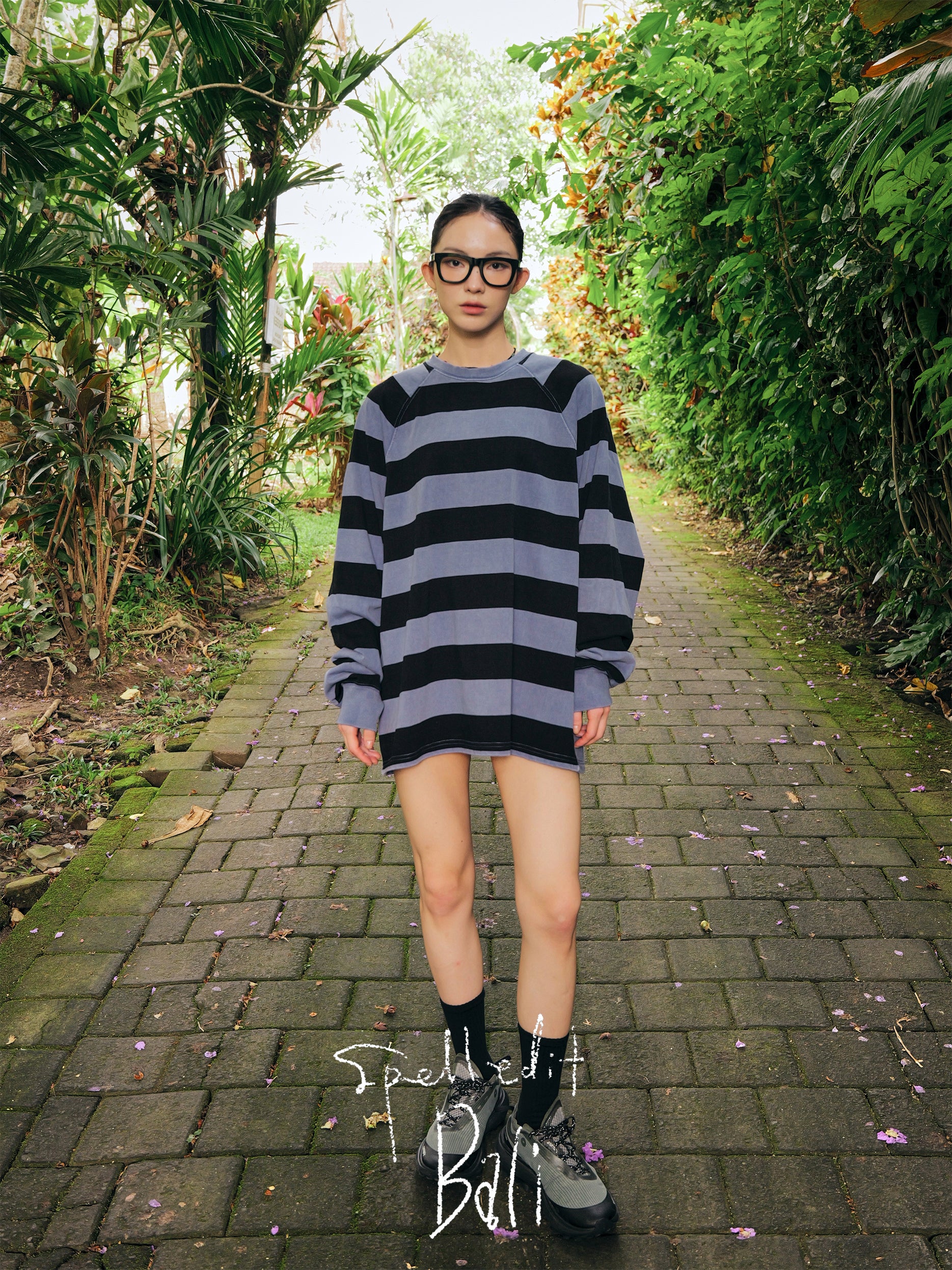 STRIPE DYED SWEATSHIRT DRESS