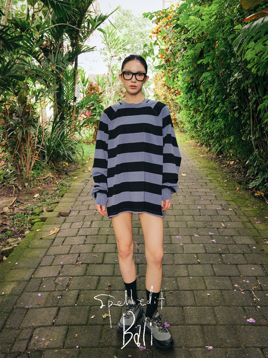 STRIPE DYED SWEATSHIRT DRESS