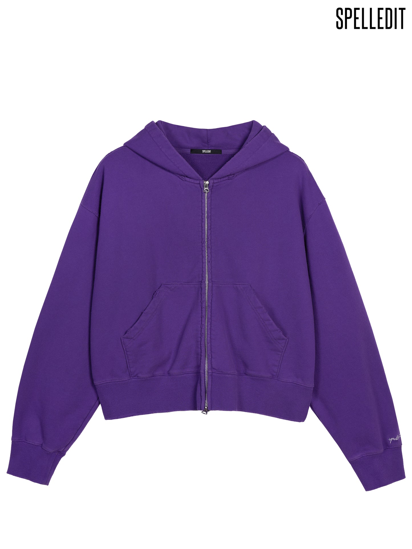 DISTRESSED ZIP-UP HOODIE