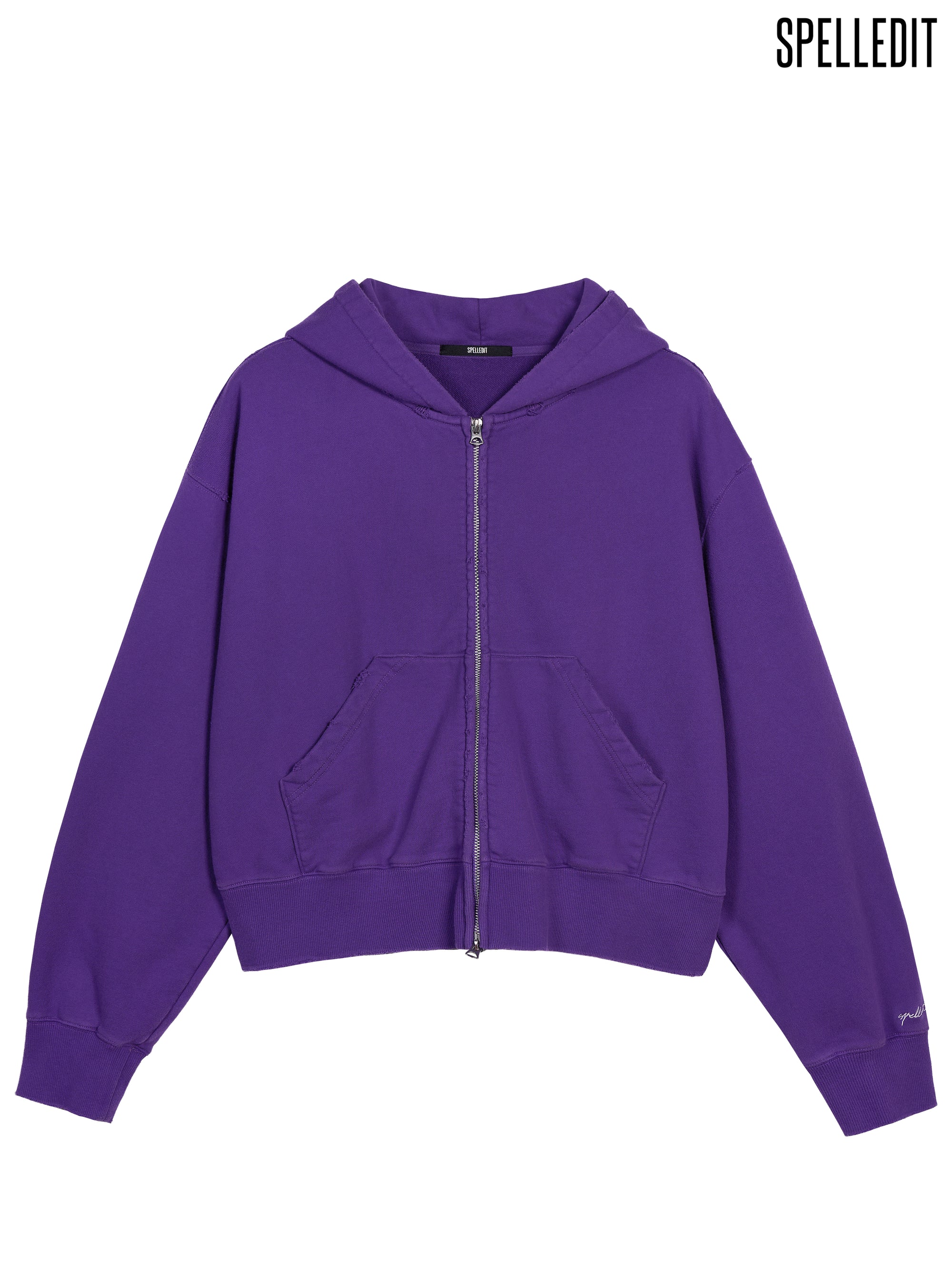 DISTRESSED ZIP-UP HOODIE