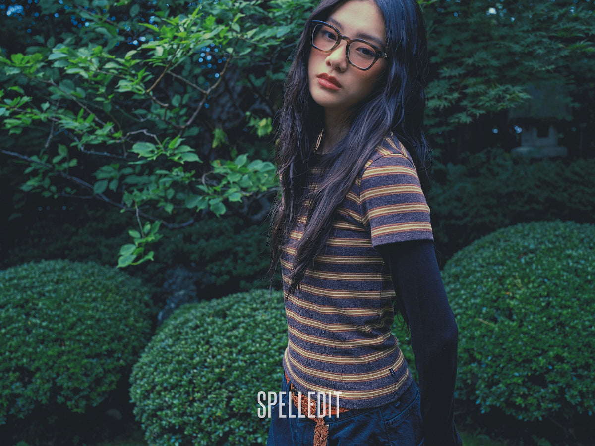 Contrasted sleeves stripe tee