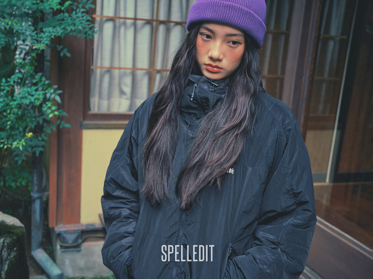 Rib Nylon Hooded Jacket