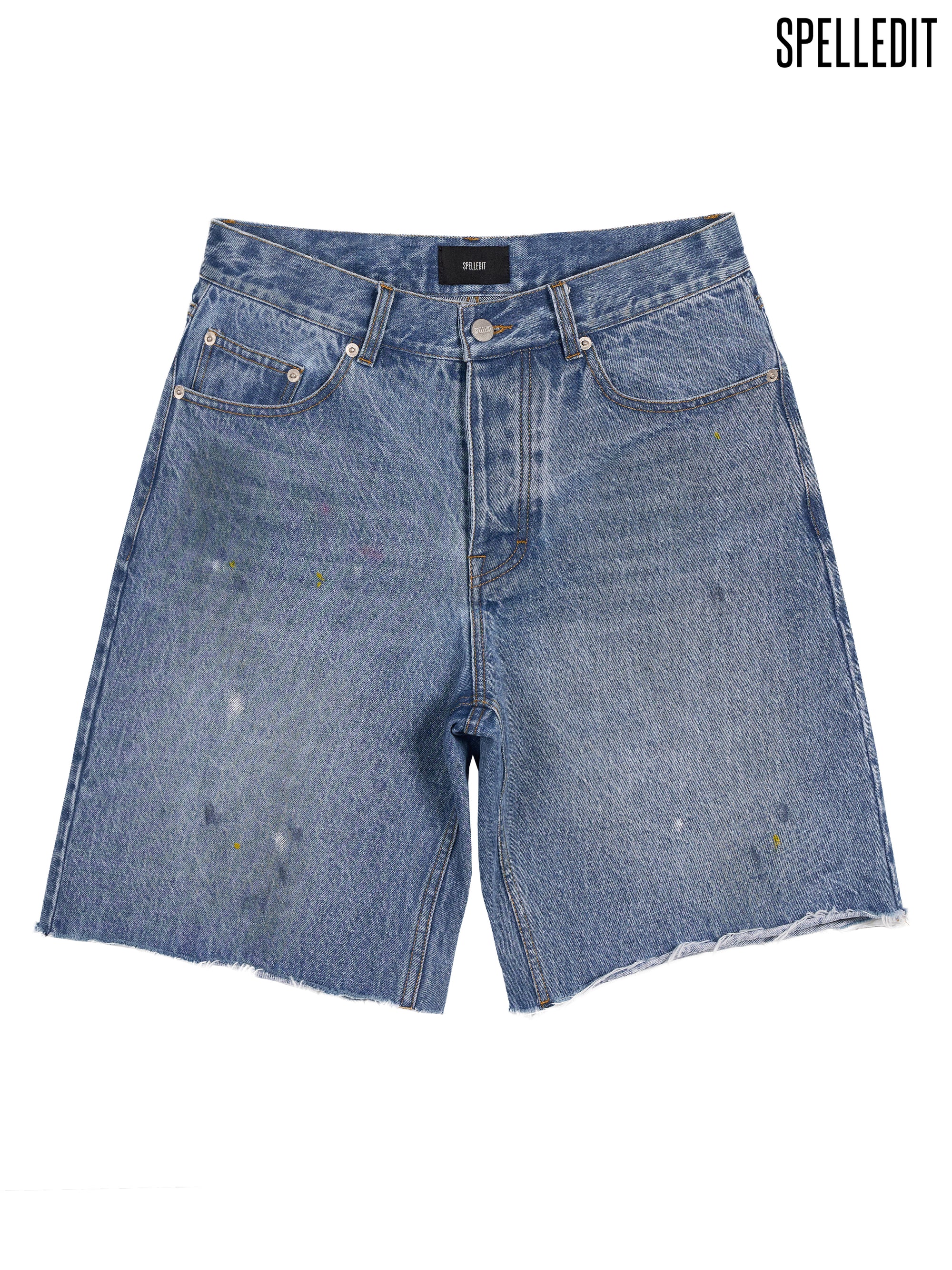 PAINTED HALF DENIM SHORTS