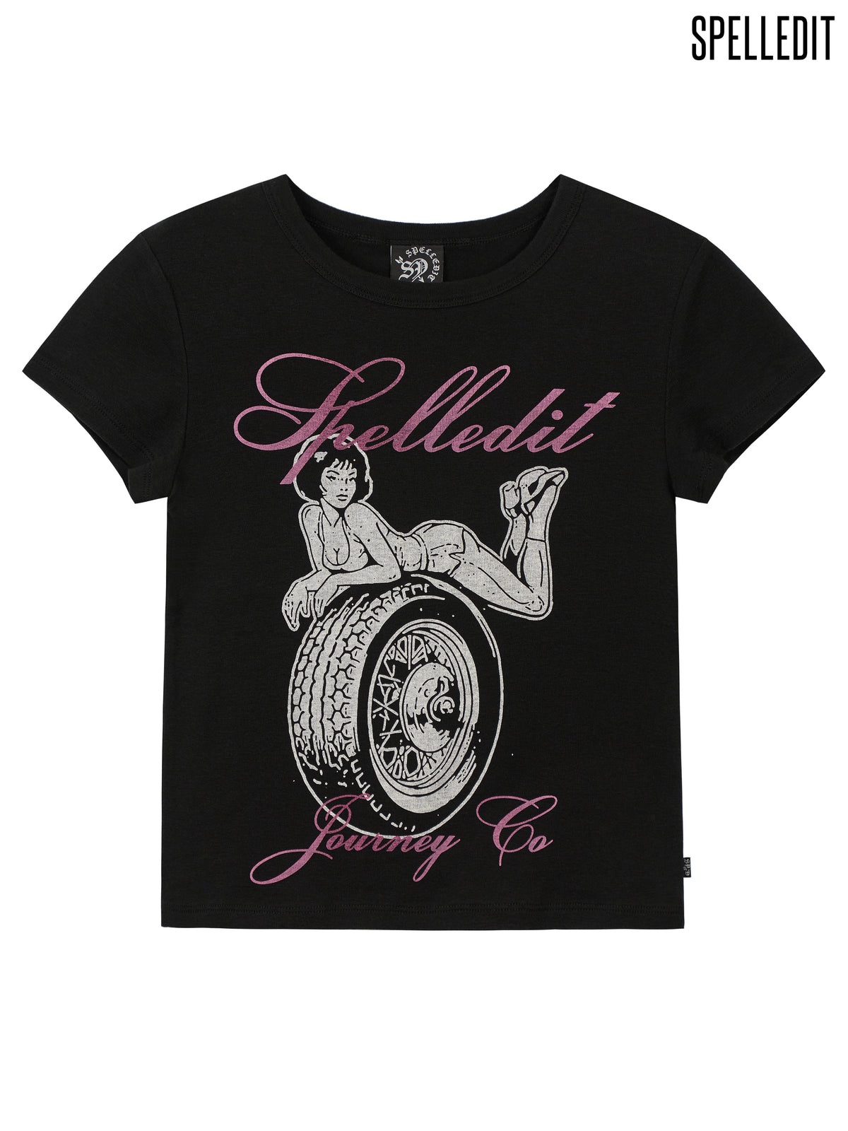 Pin-up girl printed slim fit short sleeves tee