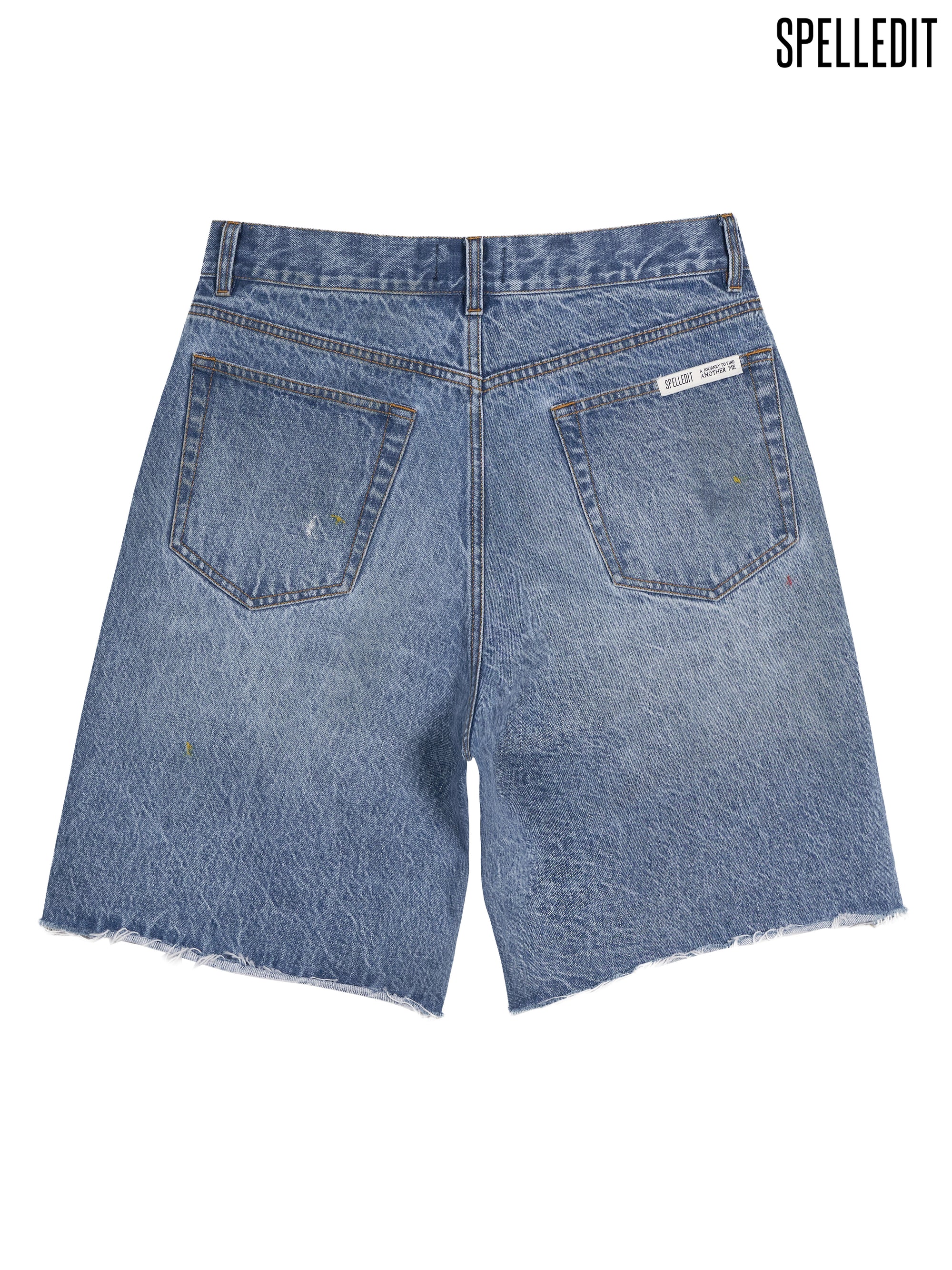 PAINTED HALF DENIM SHORTS
