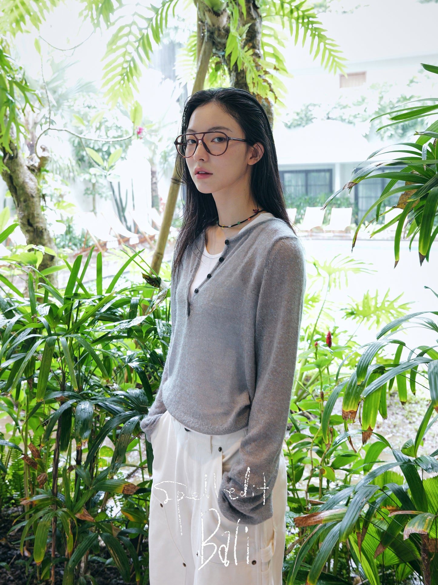 HENLEY NECK KNIT