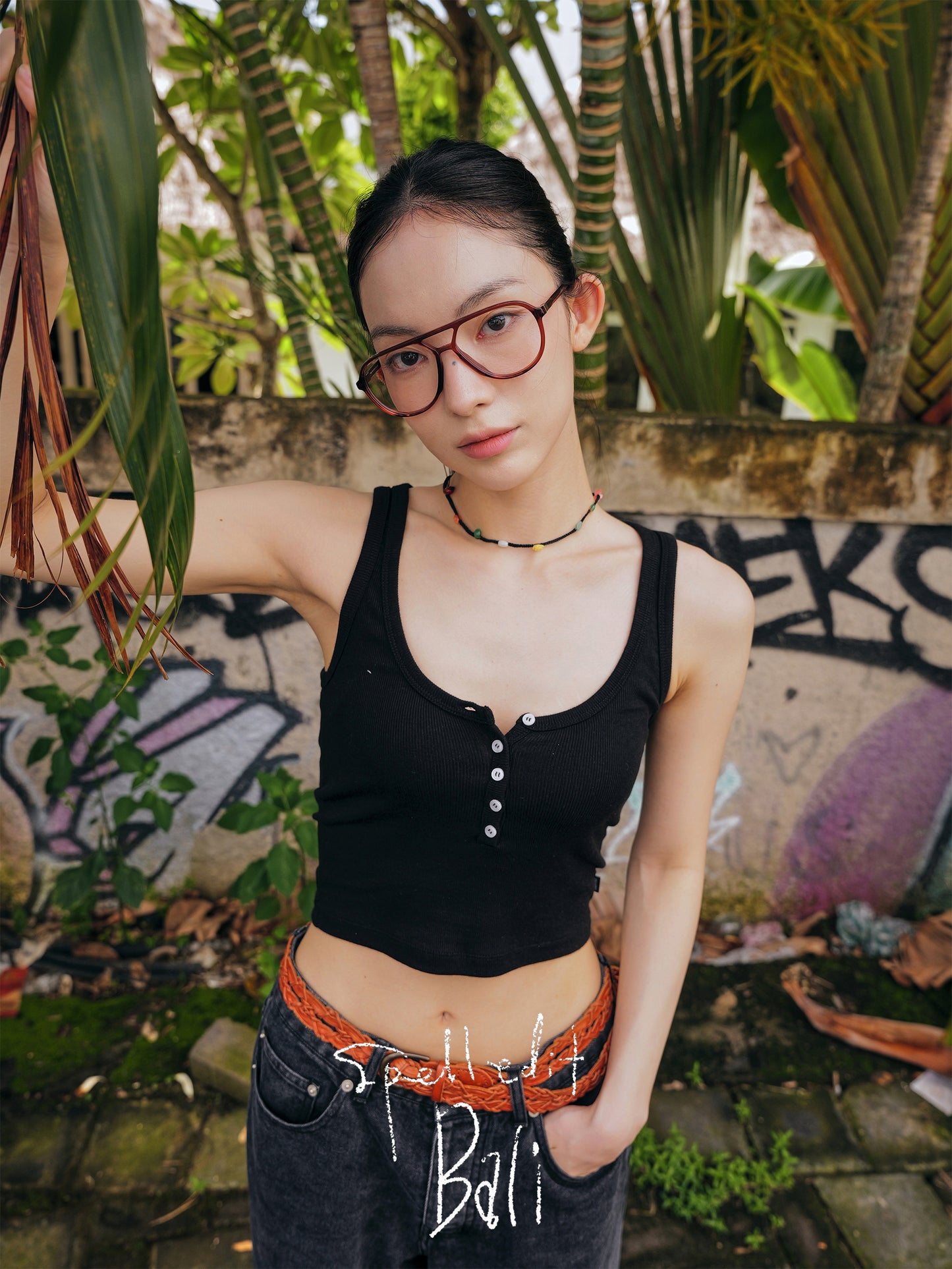 U-NECK BUTTON-UP TANK TOP