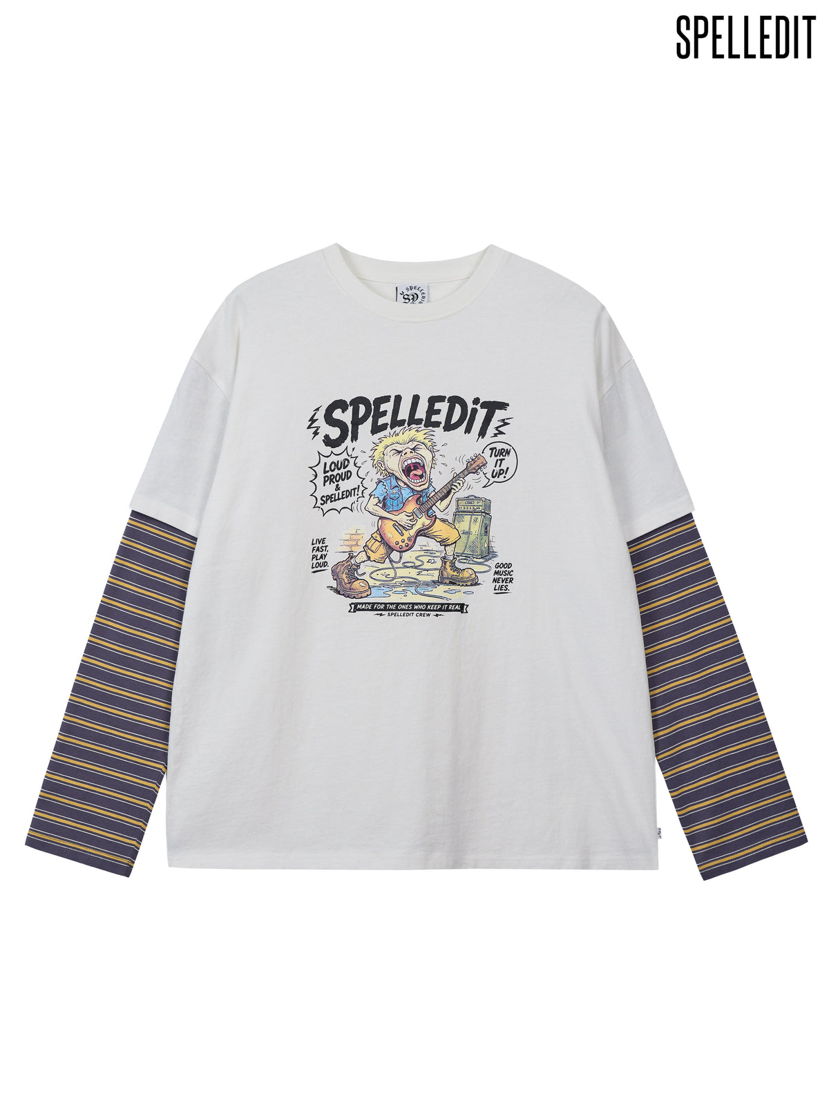Striped sleeves detailed Layered Tee