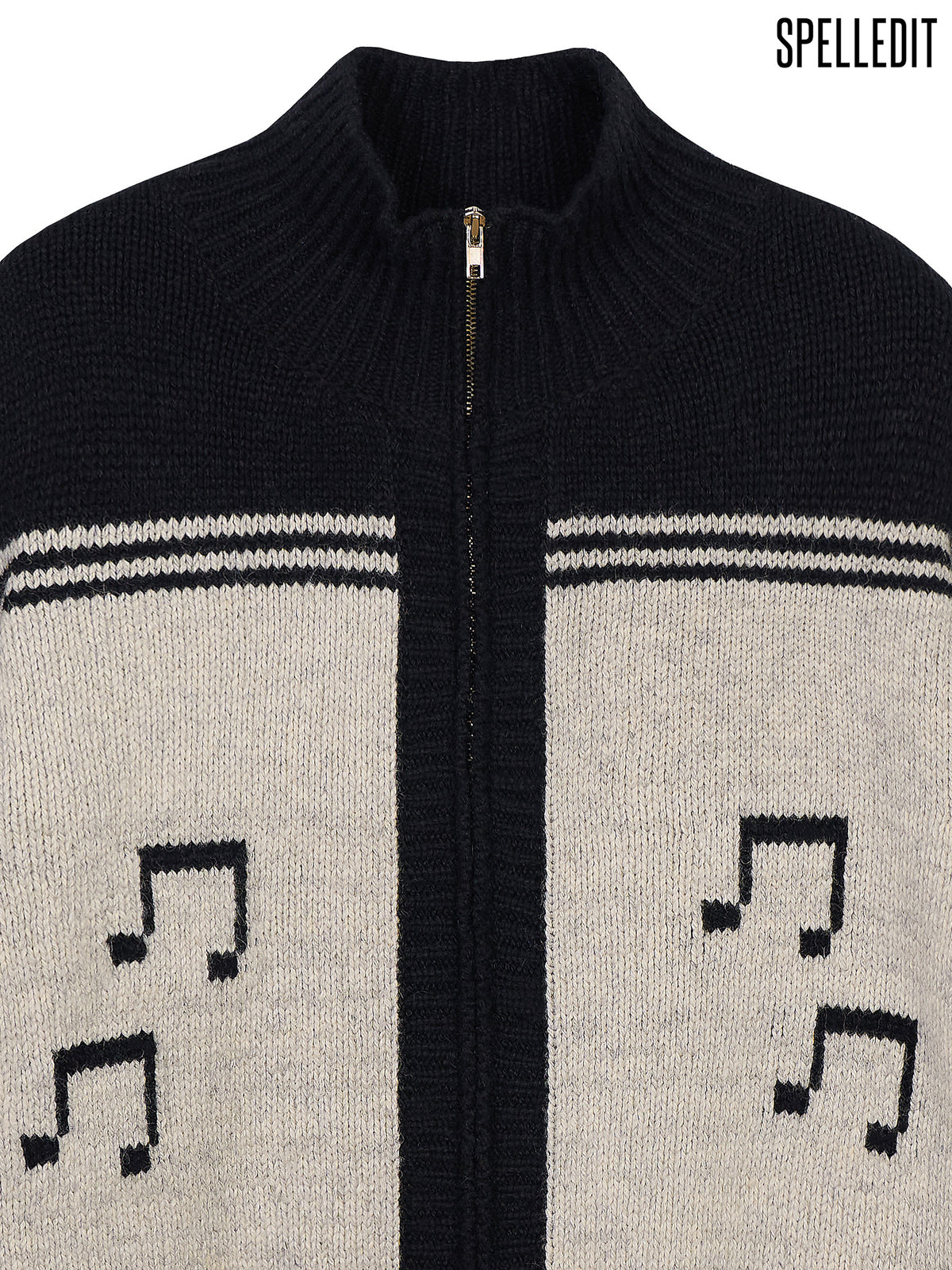 MUSICAL NOTE KNIT ZIP-UP