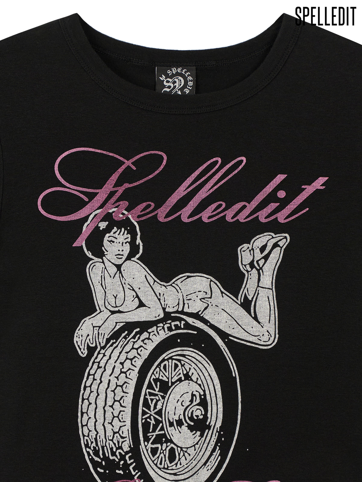Pin-up girl printed slim fit short sleeves tee