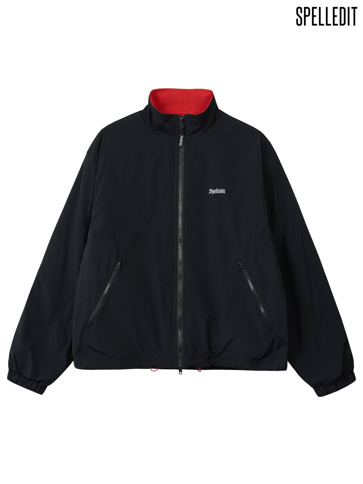 Color contrasted High-neck zip up