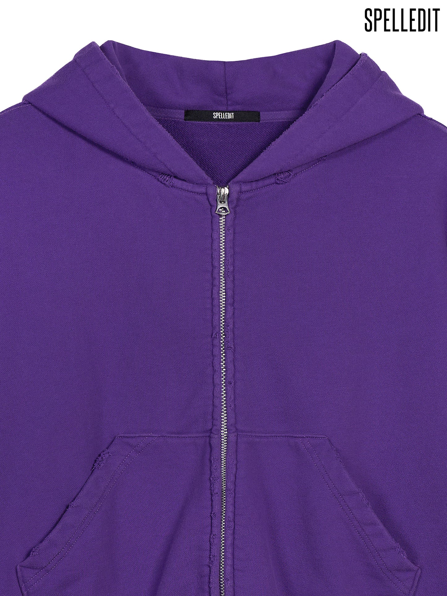 DISTRESSED ZIP-UP HOODIE