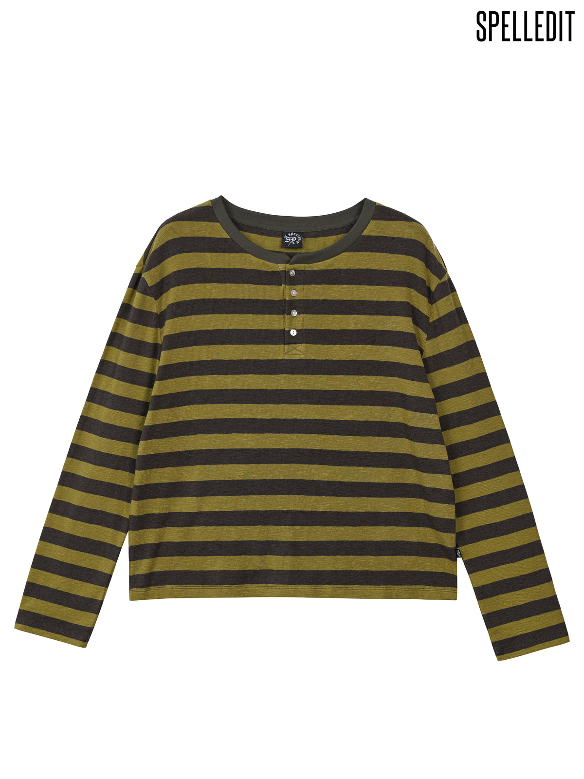 Stripe Henley neck long sleeves tee