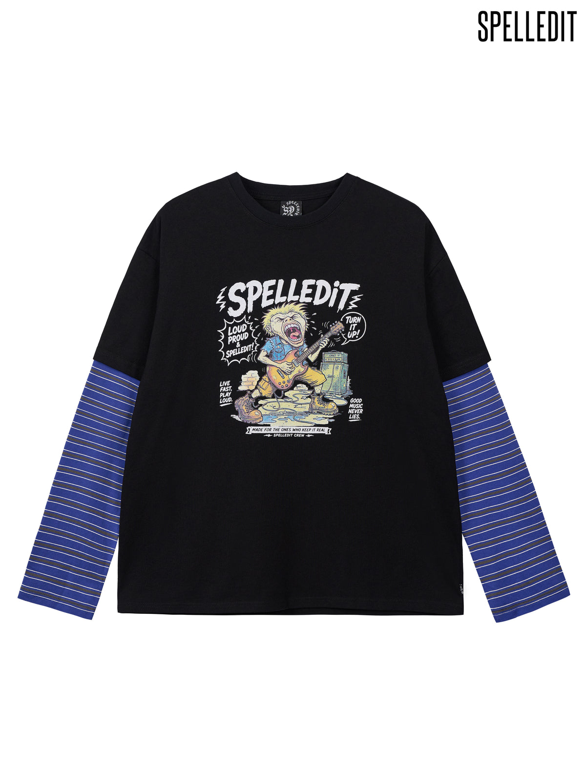 Striped sleeves detailed Layered Tee