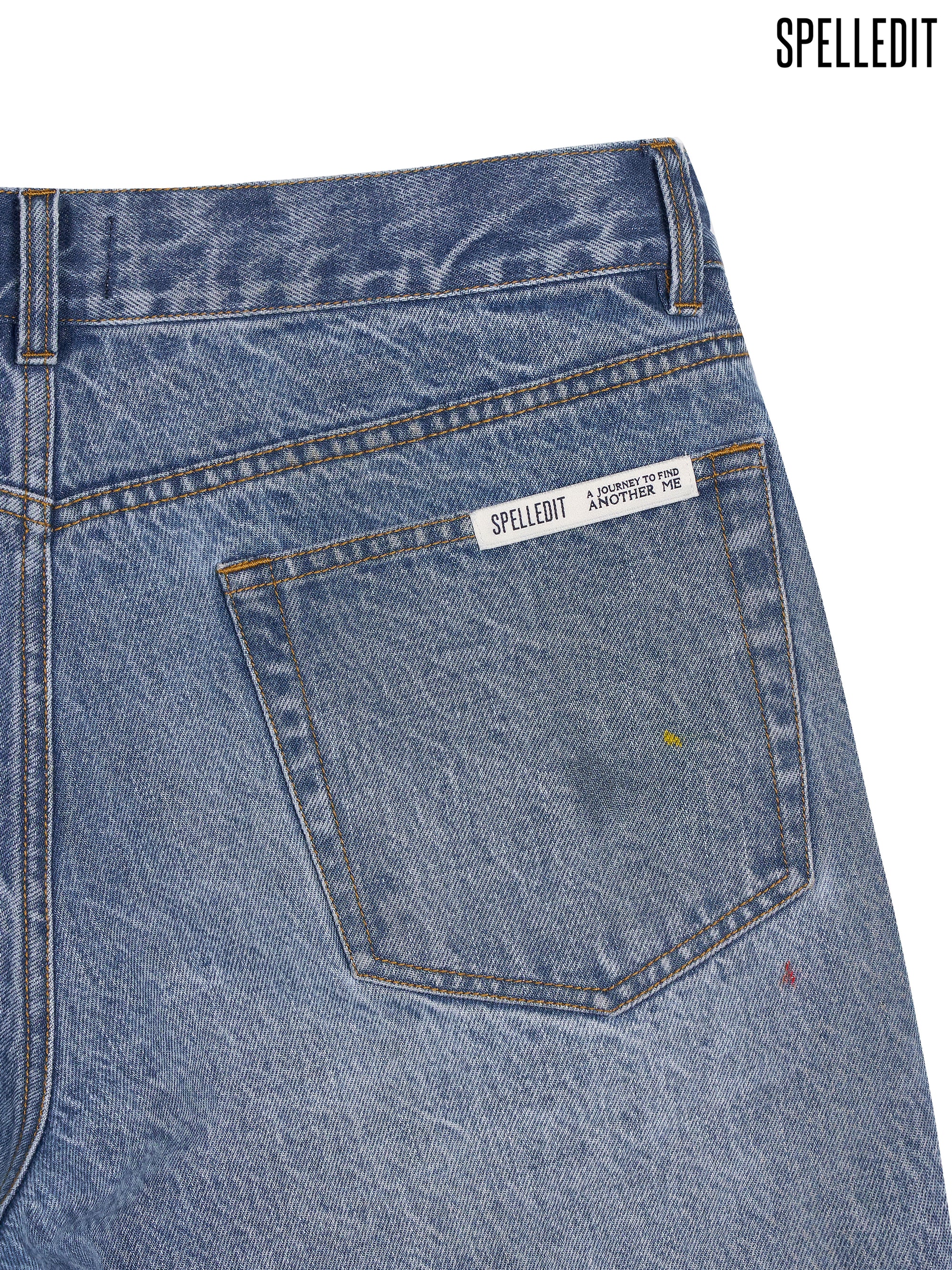 PAINTED HALF DENIM SHORTS