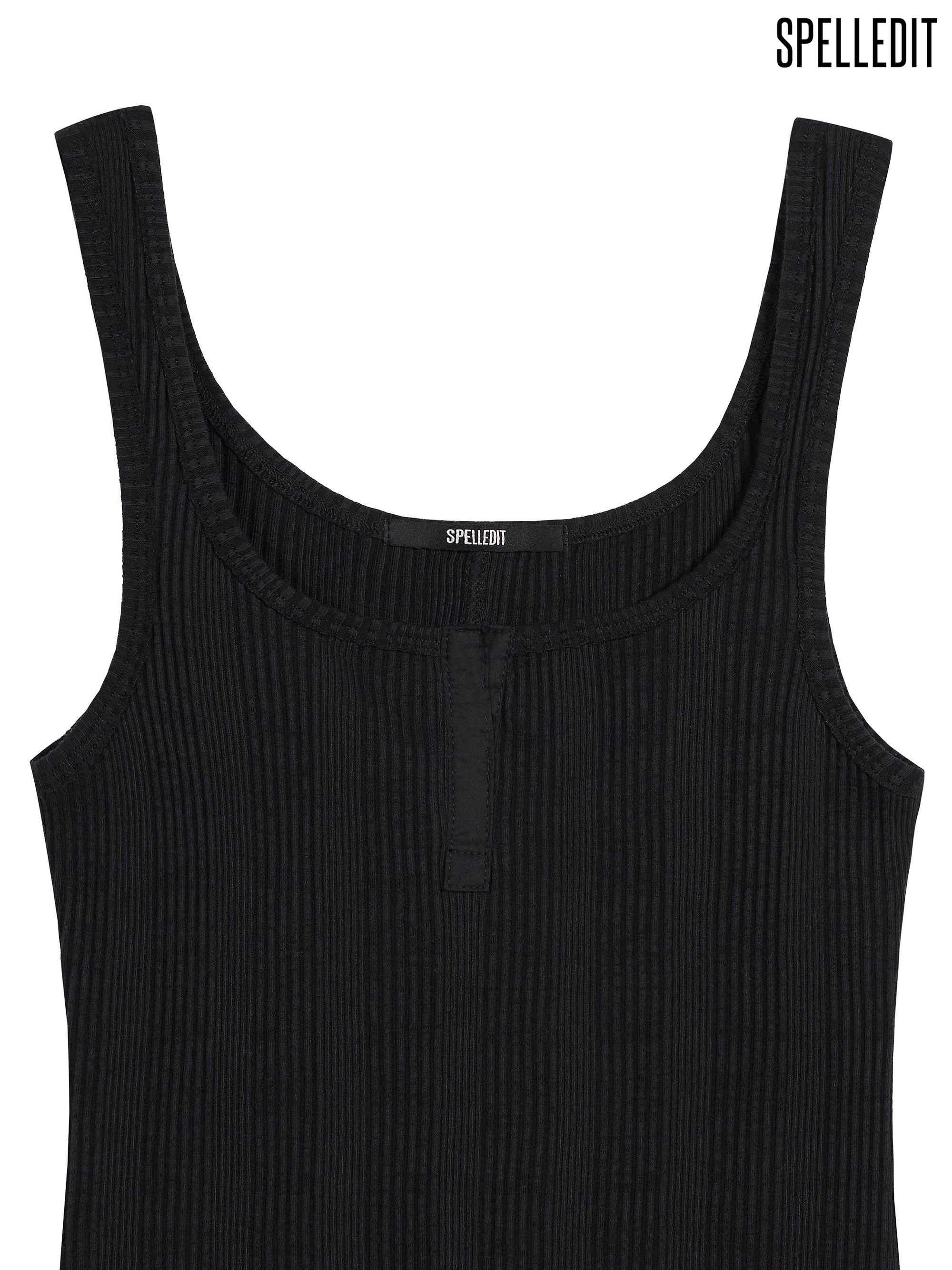 RIBBED PLACKET SLEEVELESS