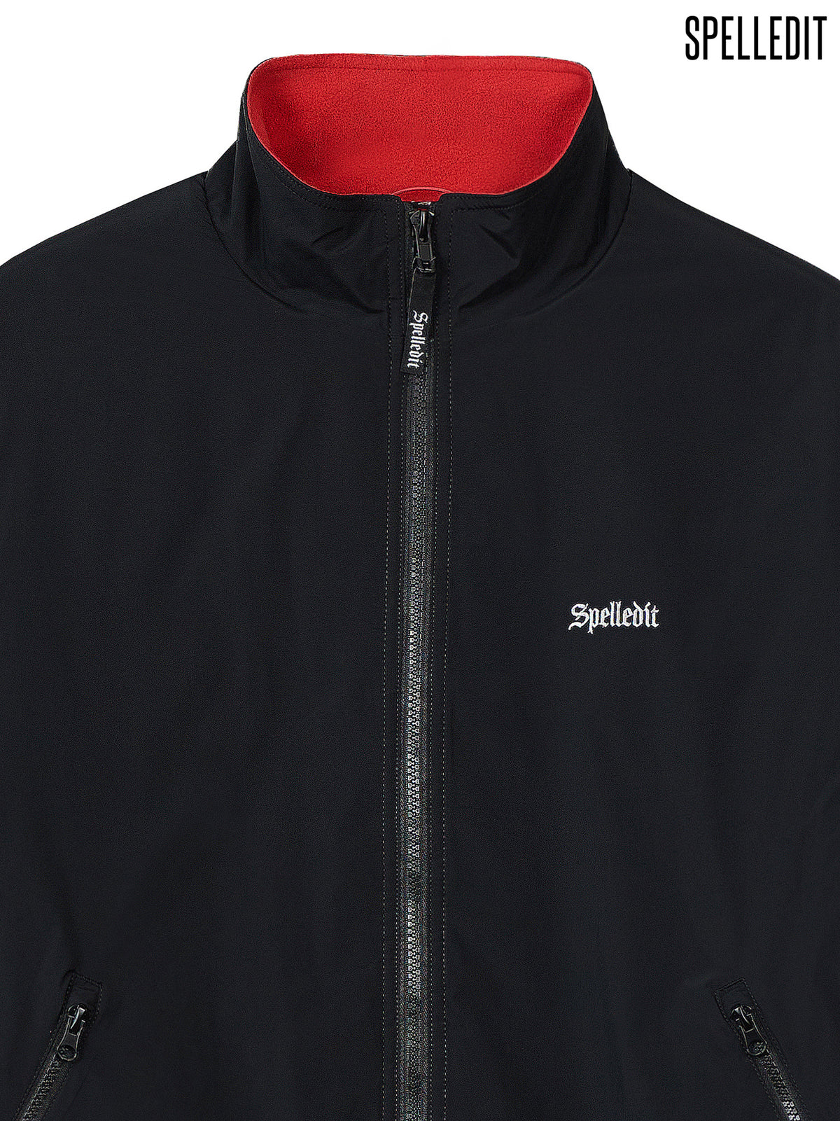 Color contrasted High-neck zip up