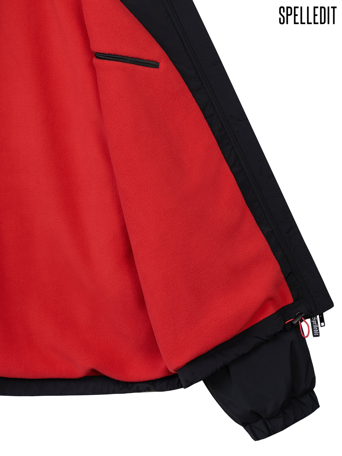 Color contrasted High-neck zip up