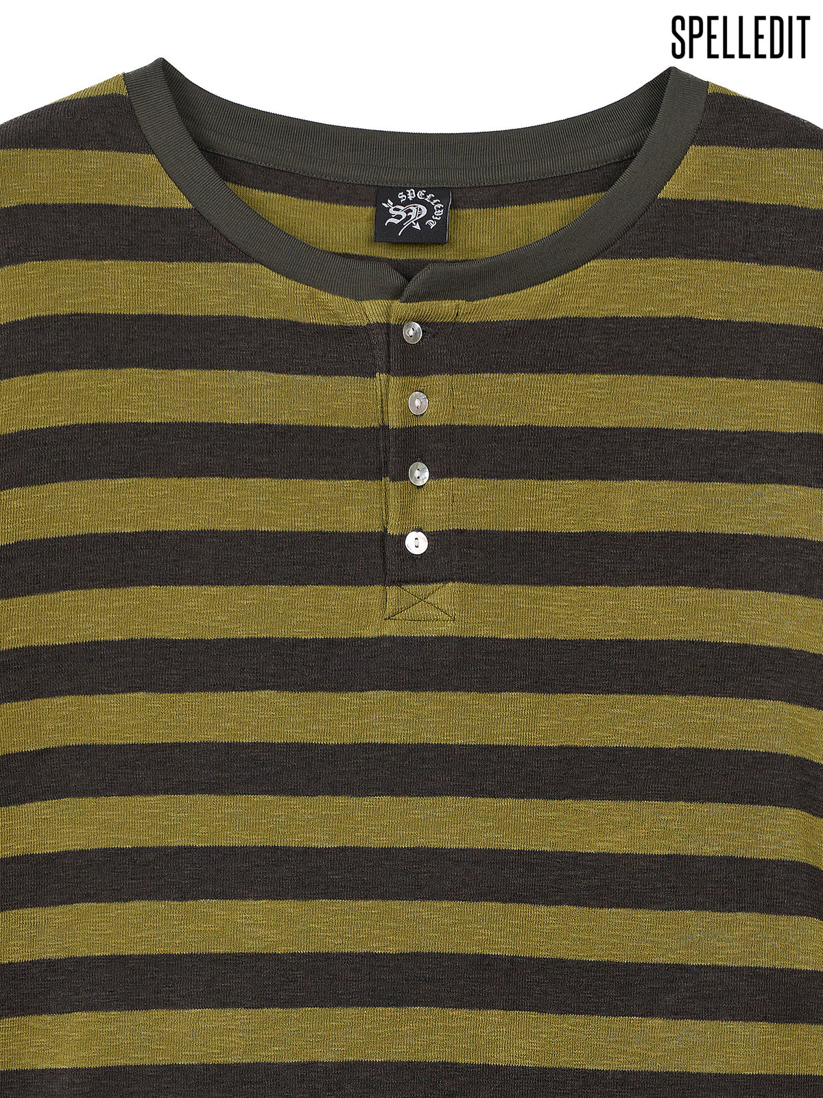 Stripe Henley neck long sleeves tee