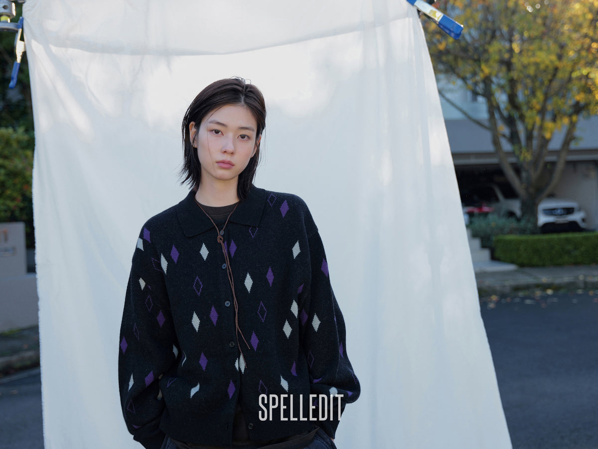 JACQUARD COLLARED CARDIGAN