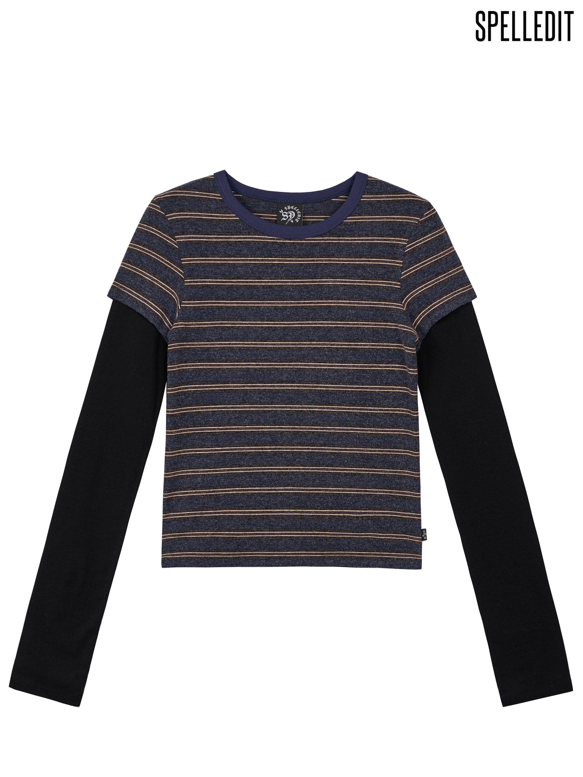 Contrasted sleeves stripe tee