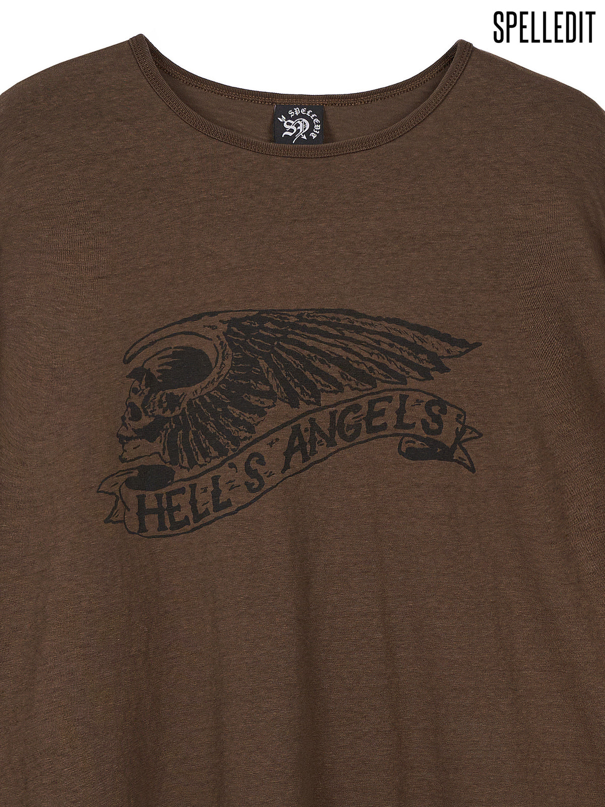 Hell-Angel printed color contrast long sleeves tee