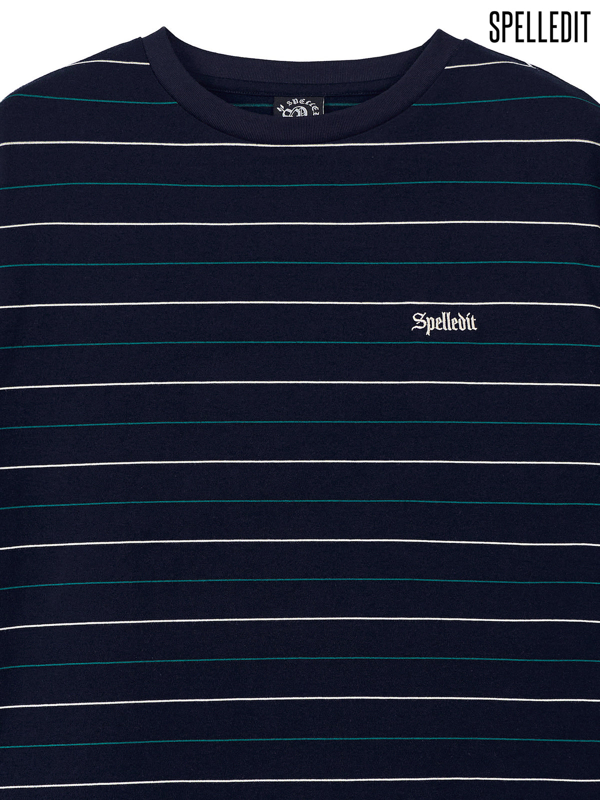 Logo embroidery striped long sleeves tee