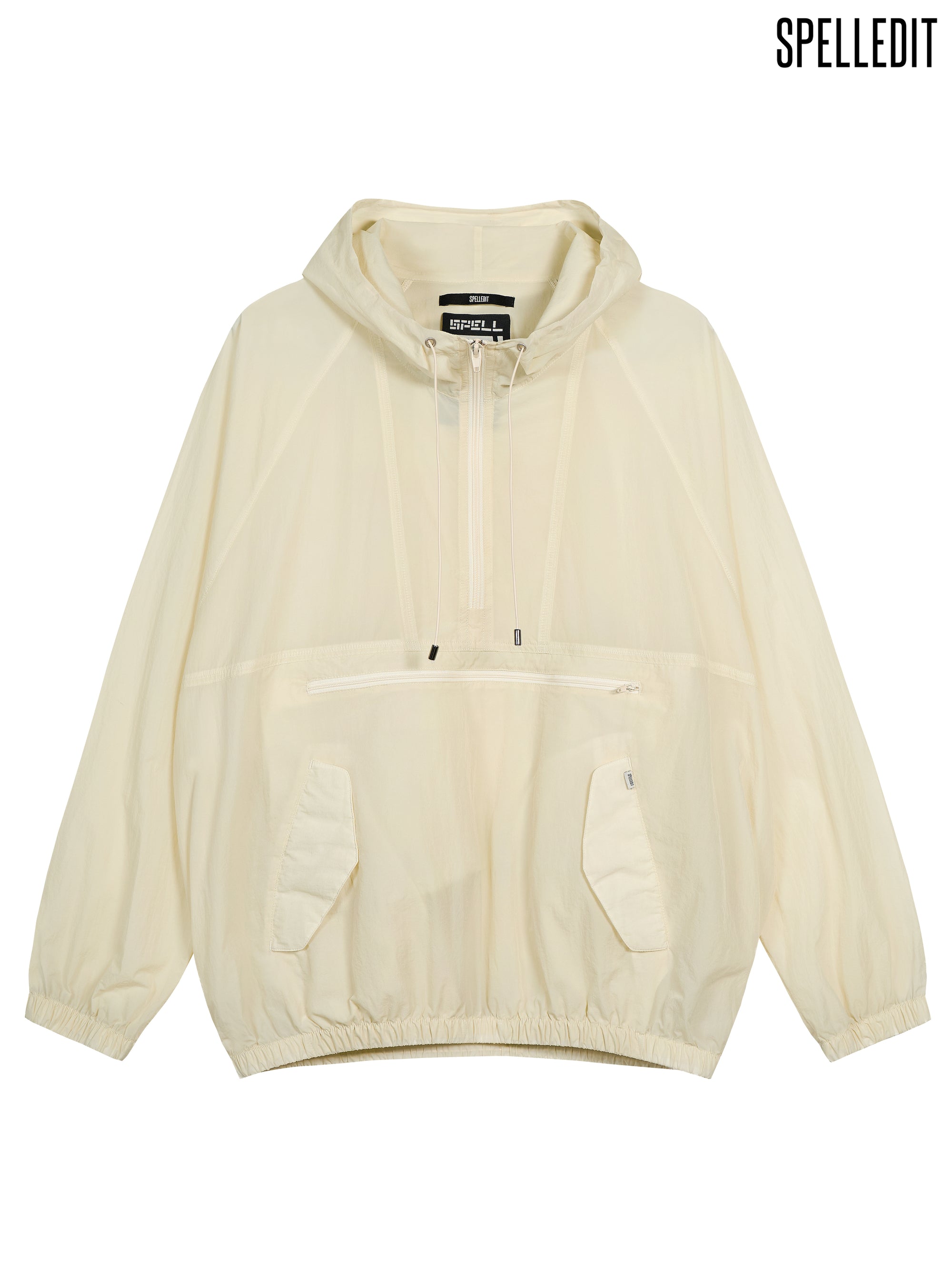 SHEER HOODED HALF ZIP PULLOVER