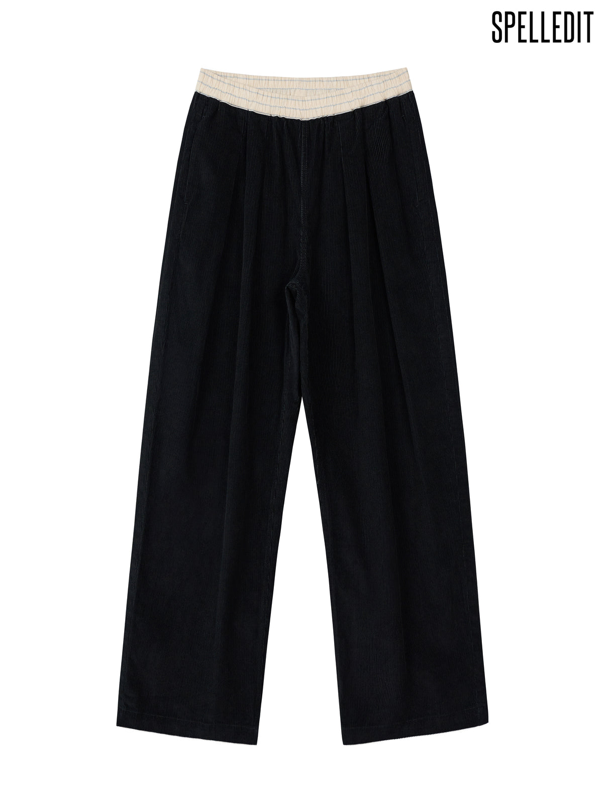 Stripe contrasted corduroy pants