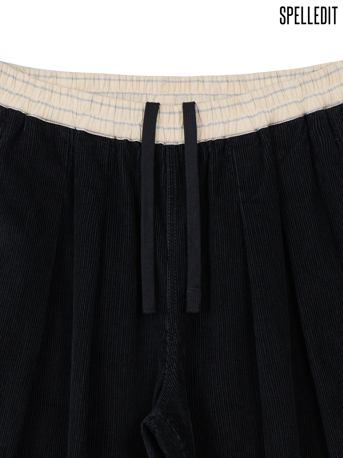 Stripe contrasted corduroy pants