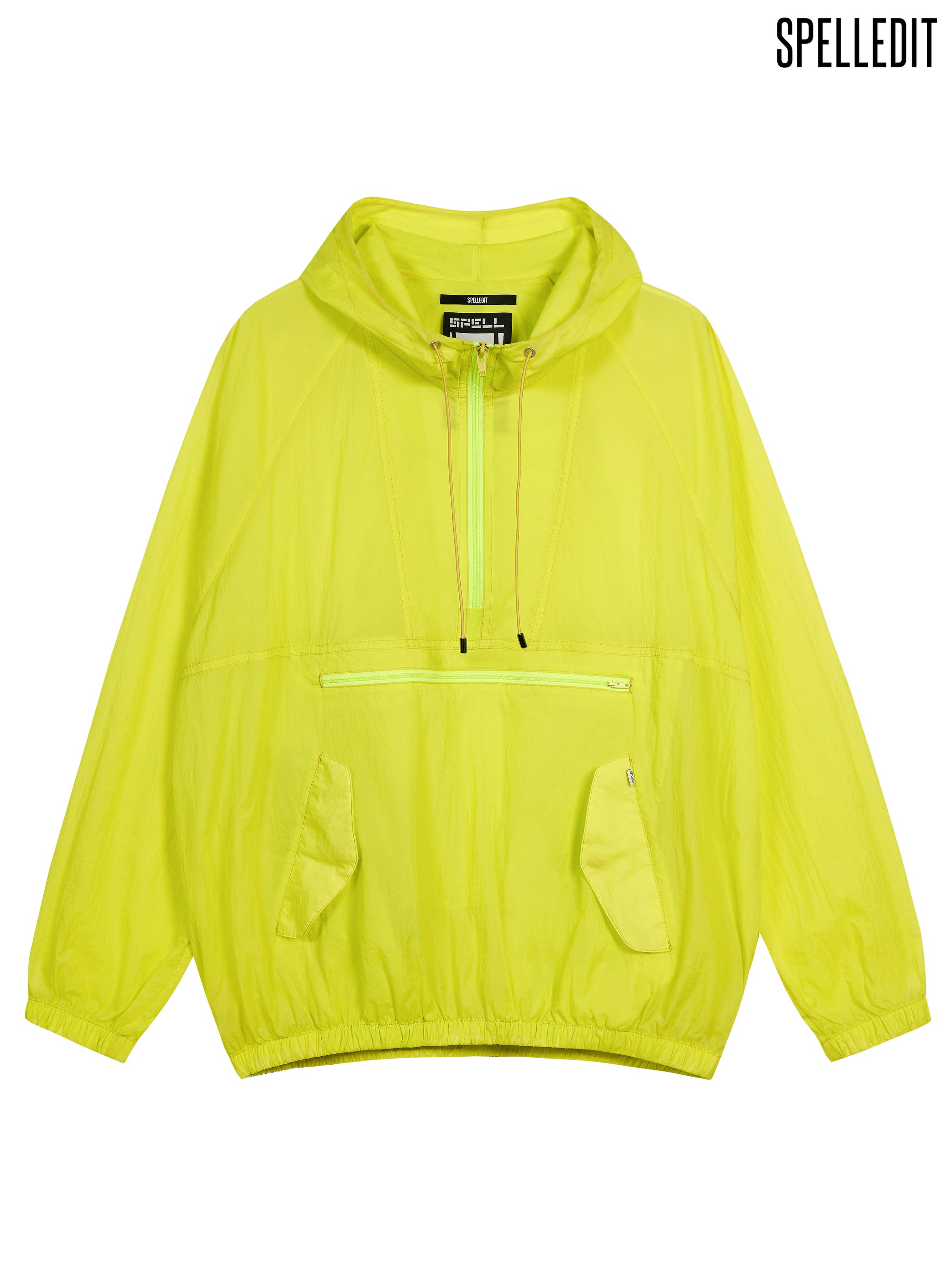 SHEER HOODED HALF ZIP PULLOVER