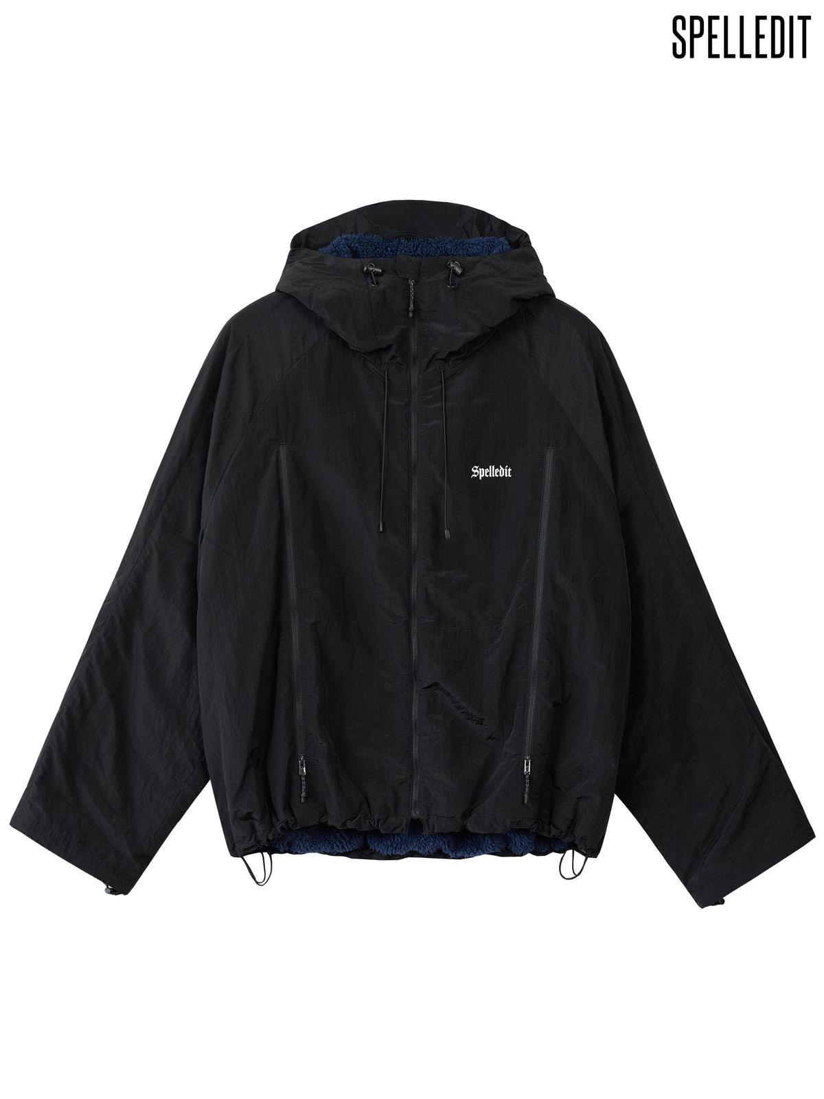 Rib Nylon Hooded Jacket