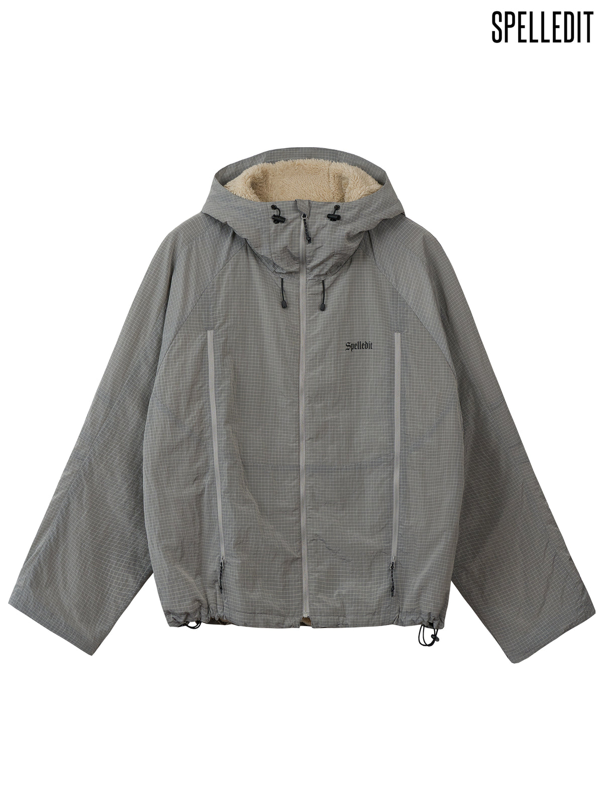 Rib Nylon Hooded Jacket
