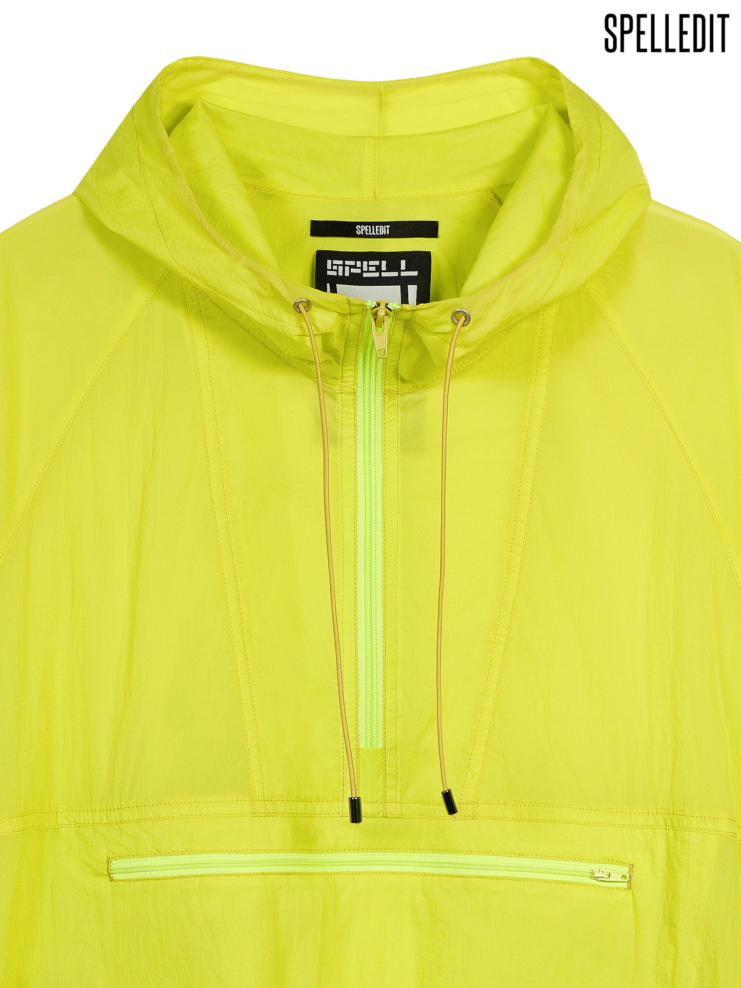 SHEER HOODED HALF ZIP PULLOVER