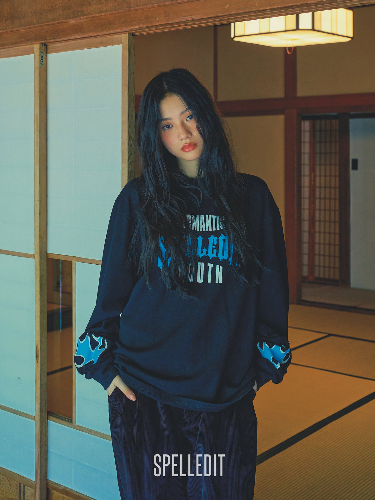 Romantic youth printed long sleeves tee