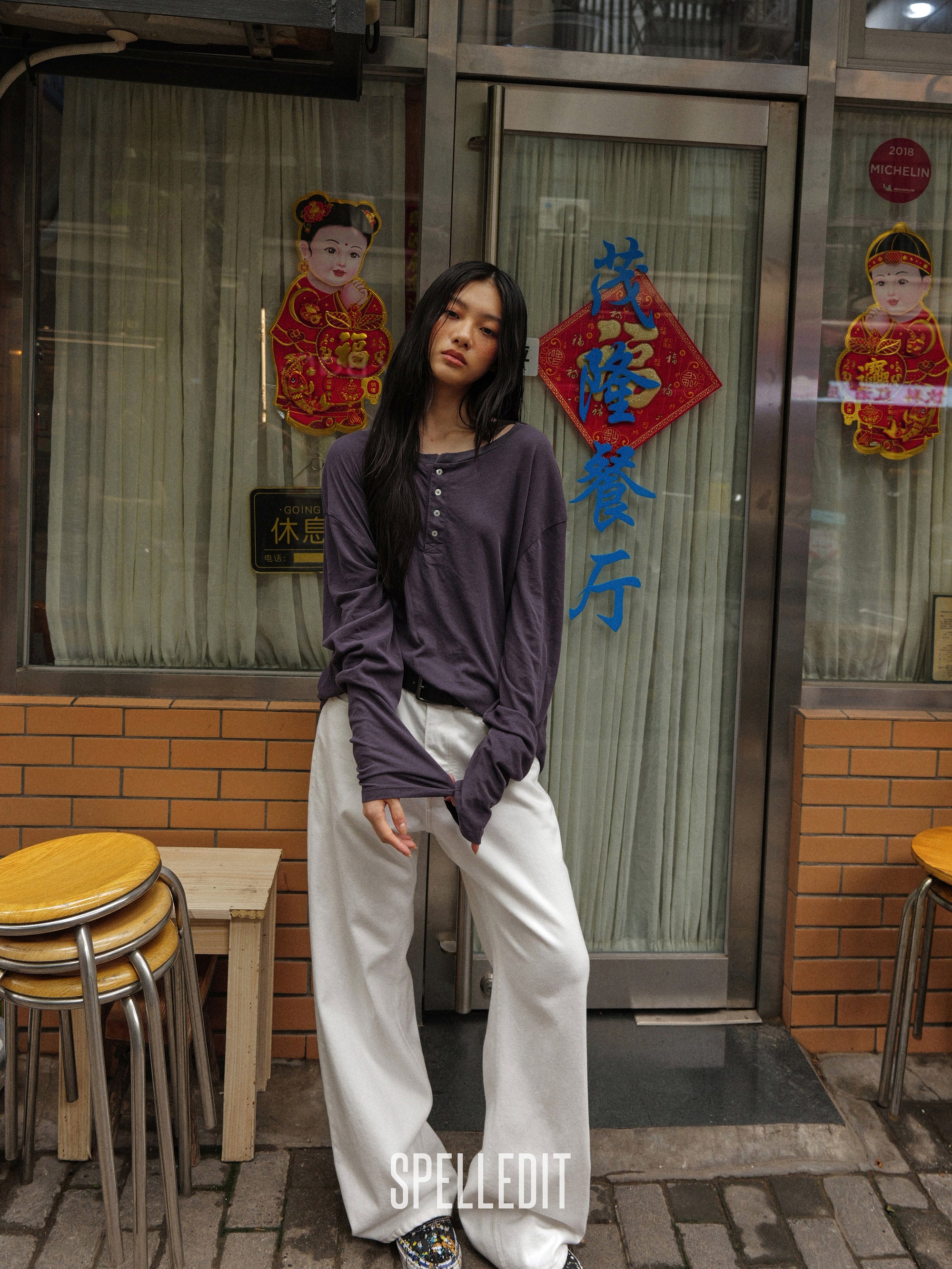 [6/22 PRE]LOOSE FIT HENLEY LONG SLEEVE T-SHIRT