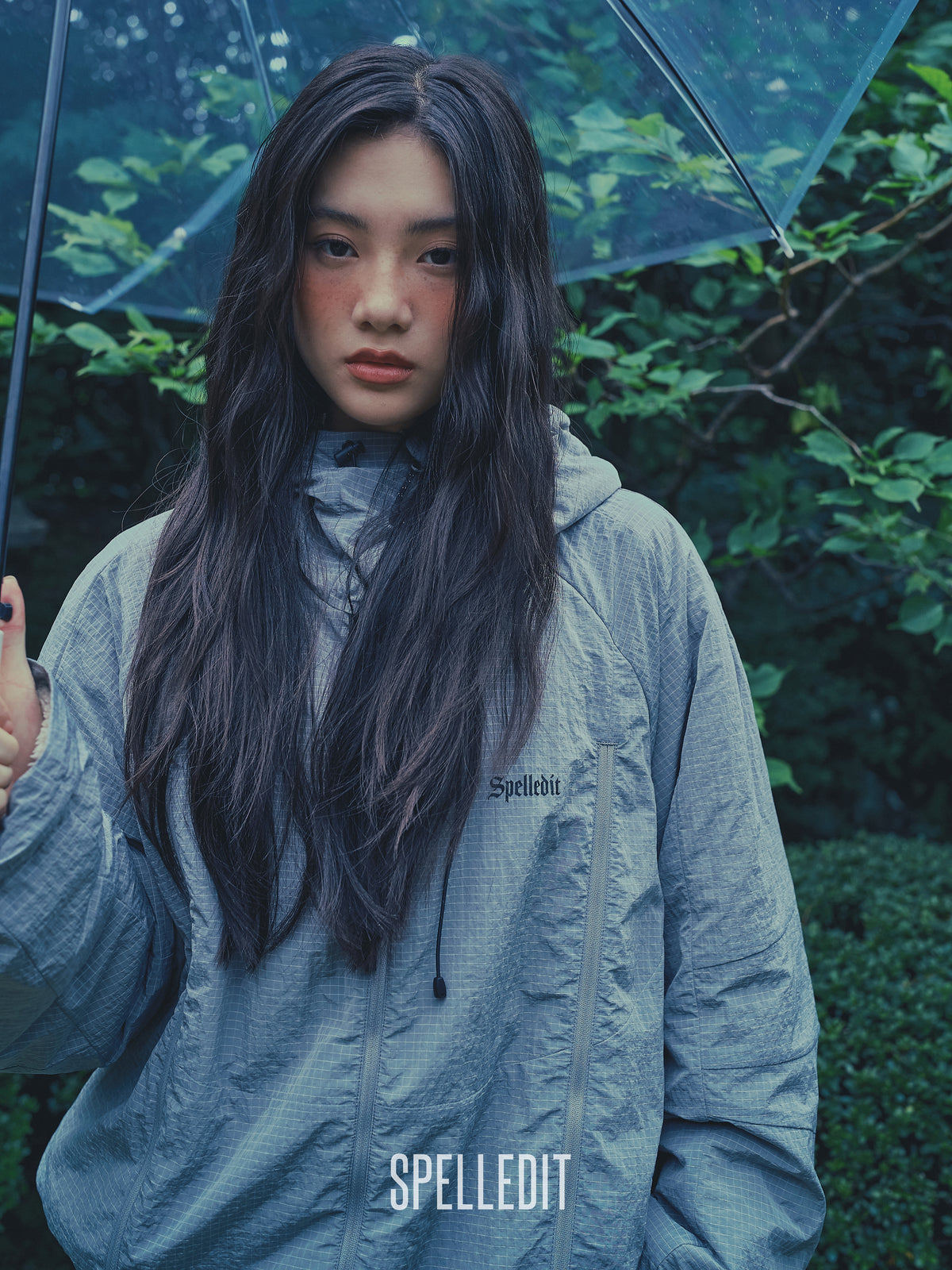 Rib Nylon Hooded Jacket