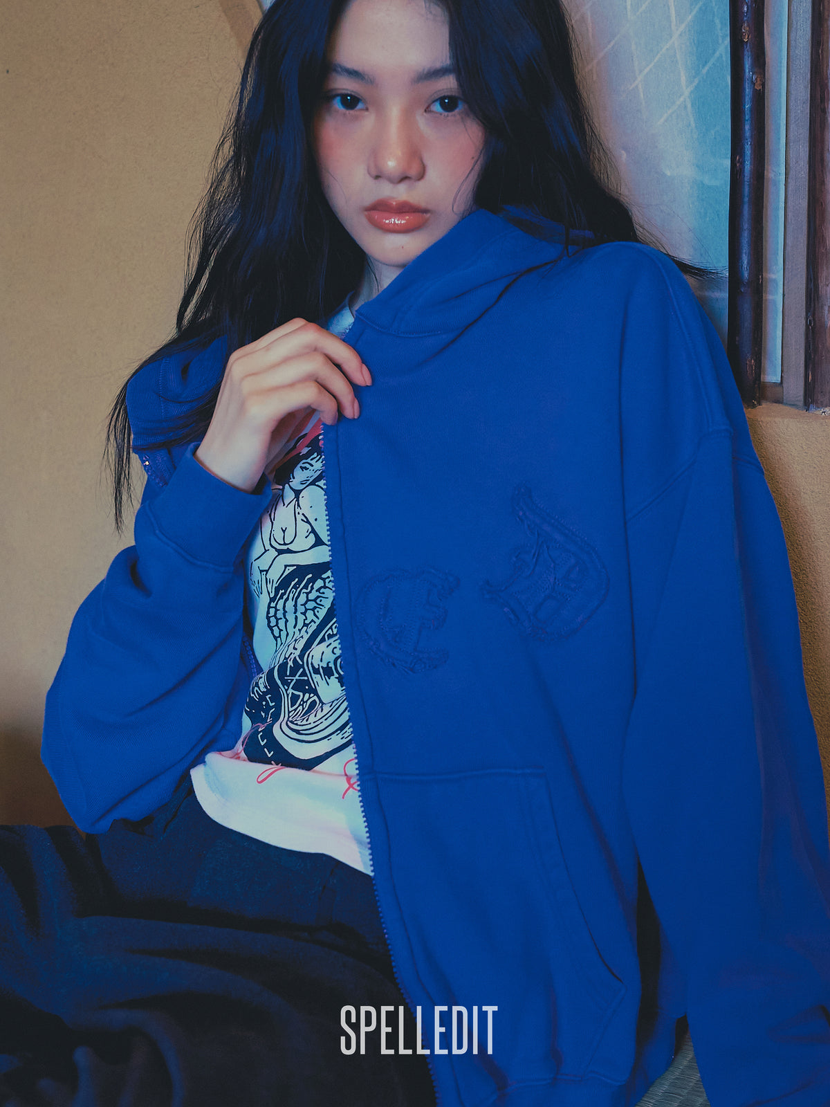 Logo Applique Hoodie zip up