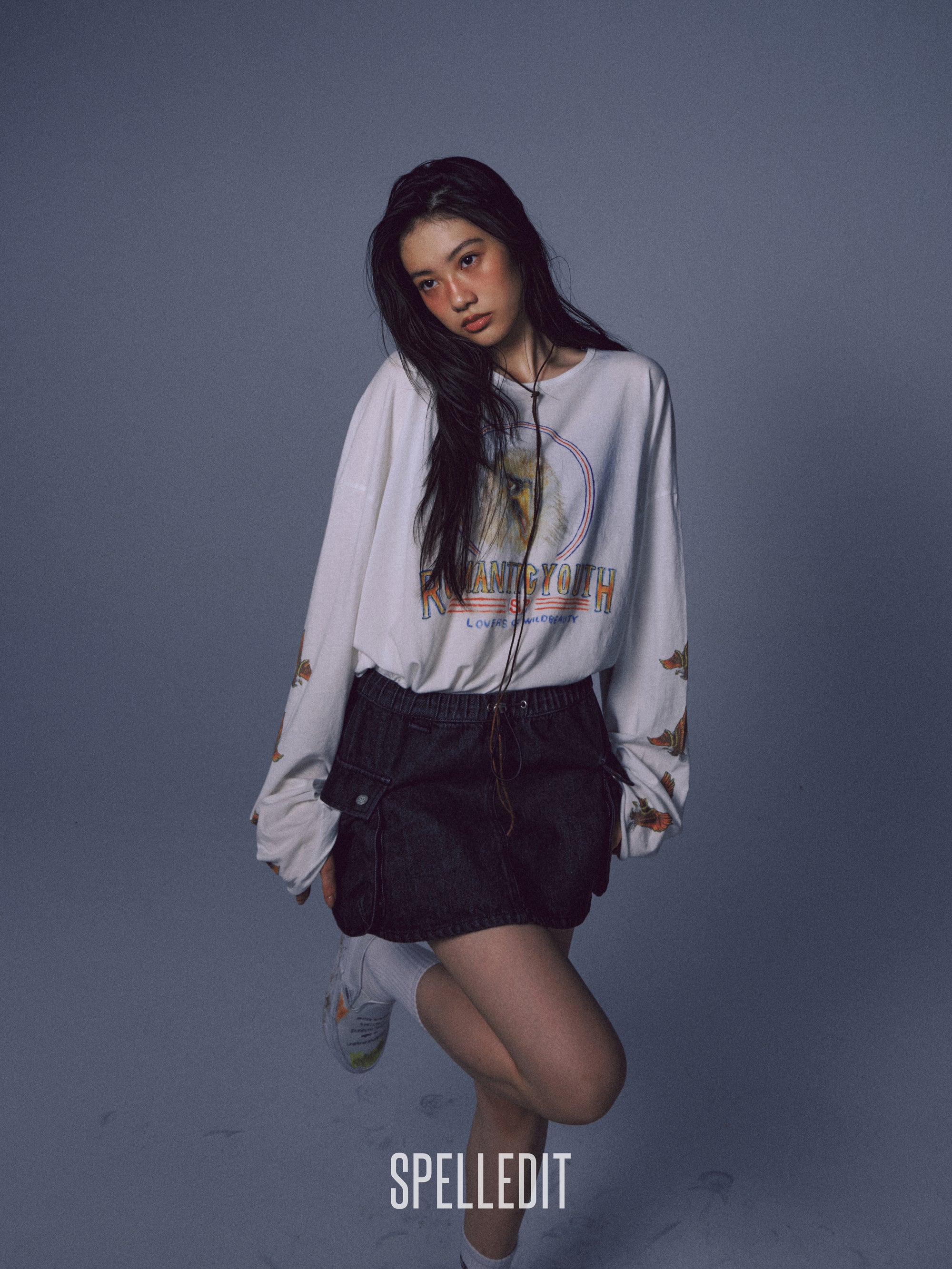 [9/7 PRE]DENIM CARGO MINI SKIRT