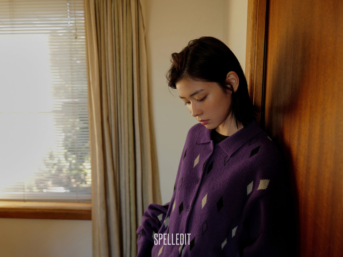 JACQUARD COLLARED CARDIGAN