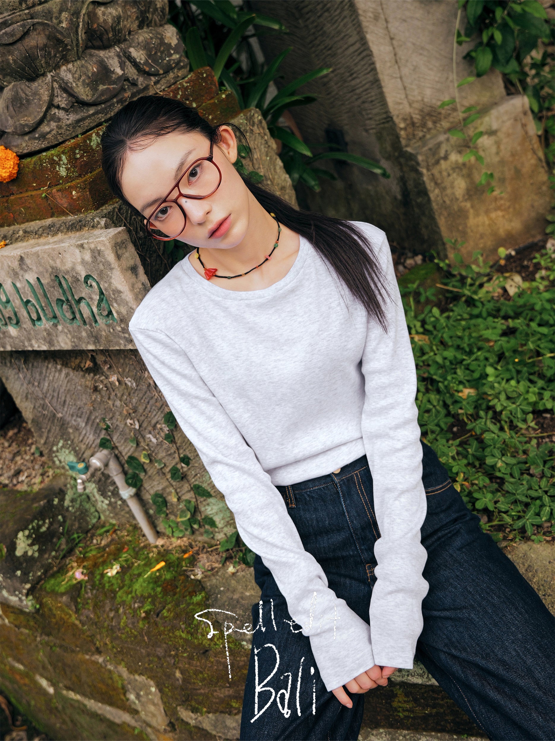 RIBBED CREW NECK LONG SLEEVE T-SHIRT