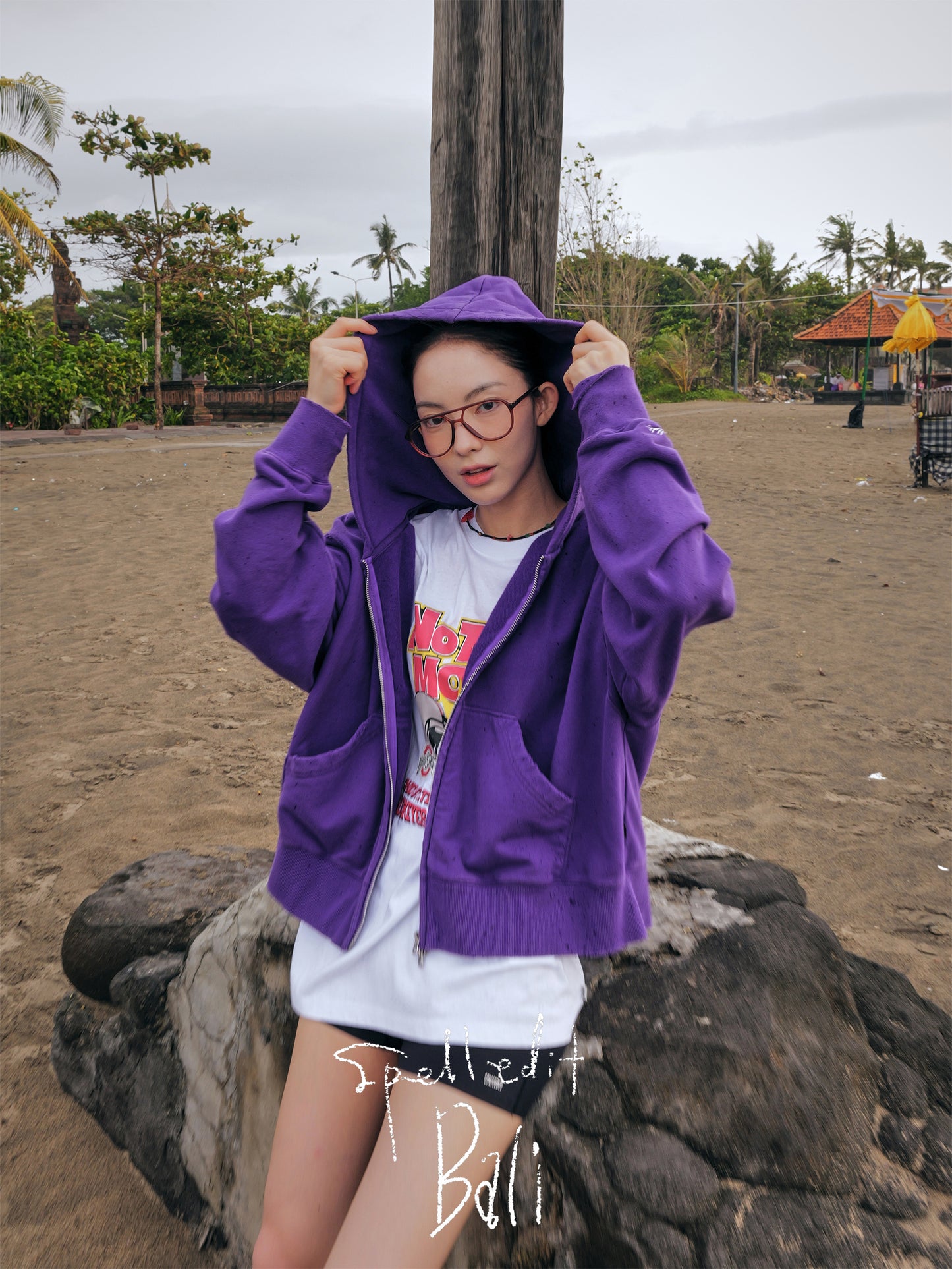 DISTRESSED ZIP-UP HOODIE