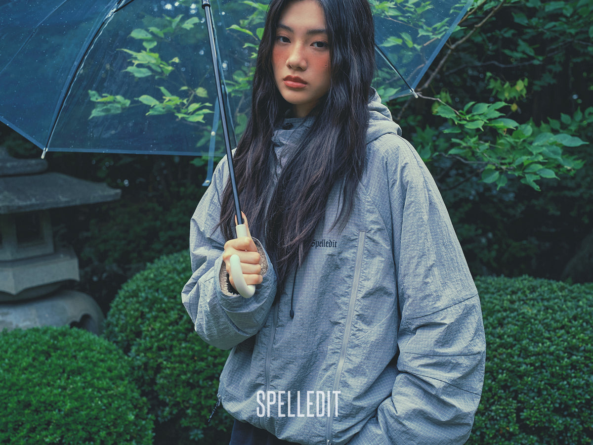 Rib Nylon Hooded Jacket