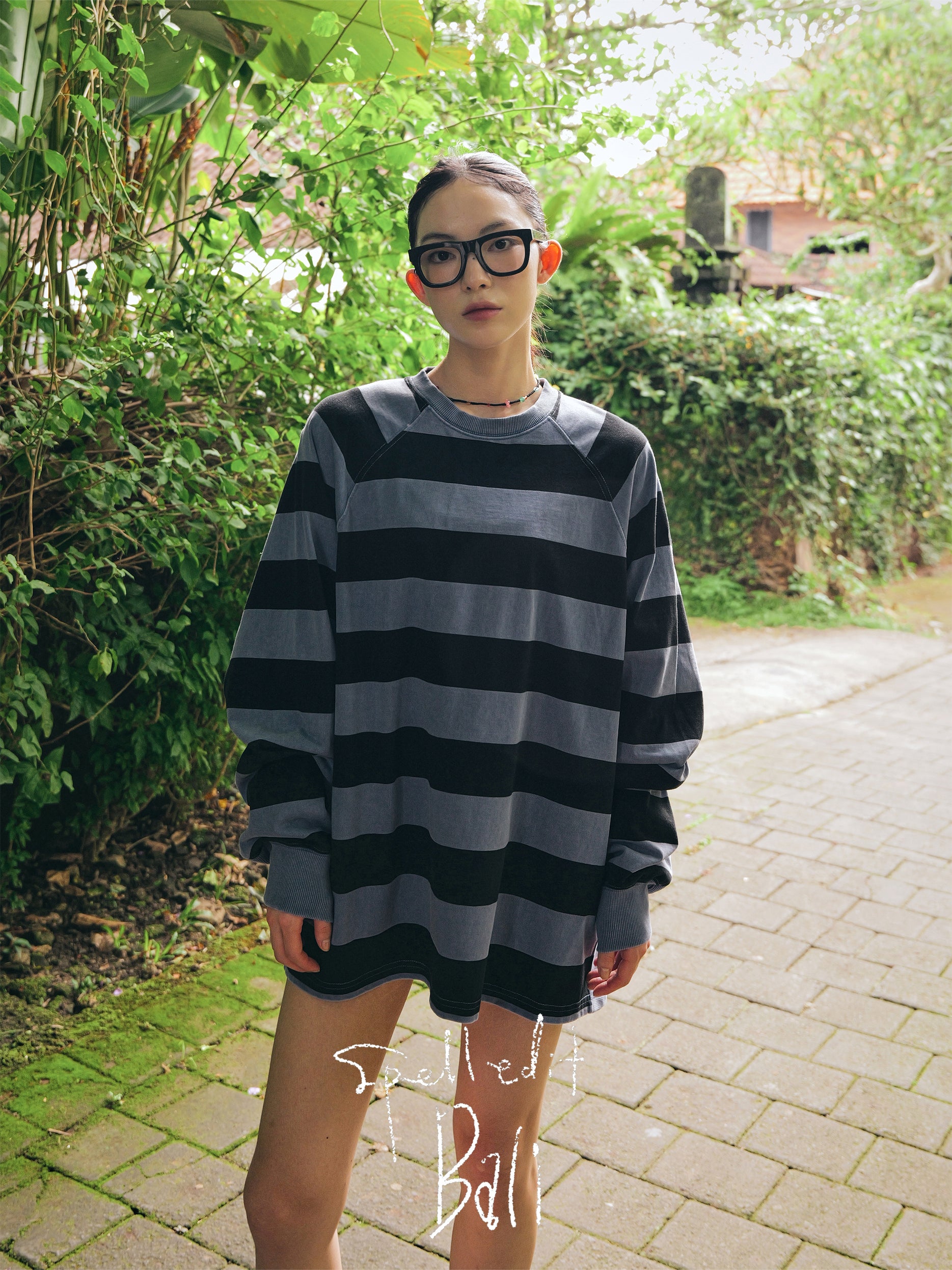 STRIPE DYED SWEATSHIRT DRESS