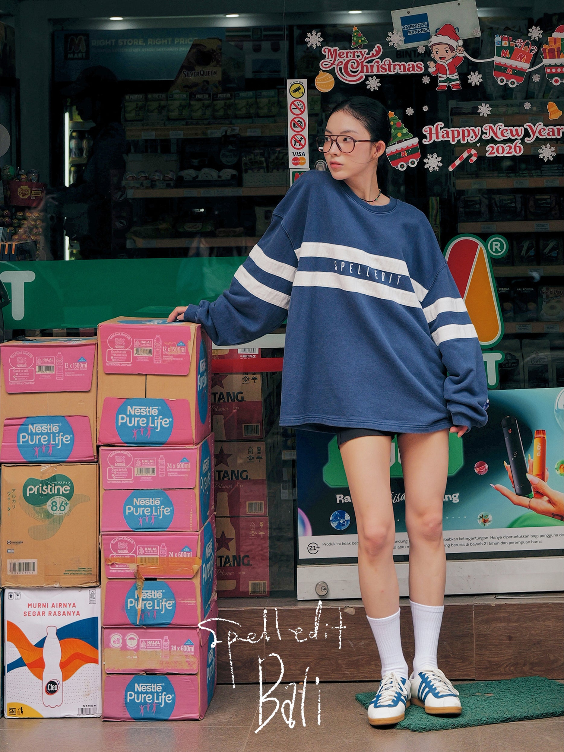 DOUBLE STRIPE SWEATSHIRT DRESS