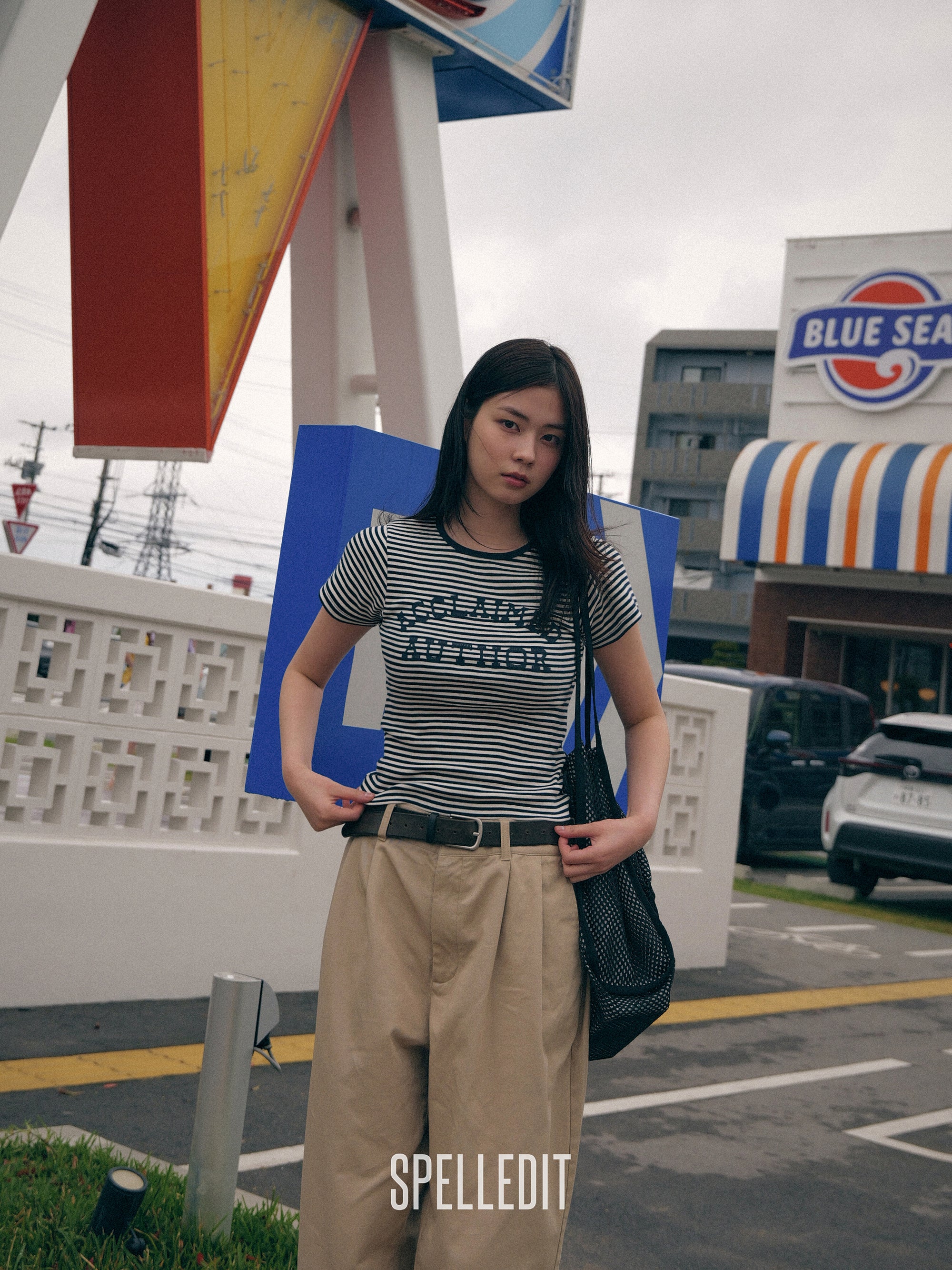 STRIPE LETTERING SLIM T-SHIRT