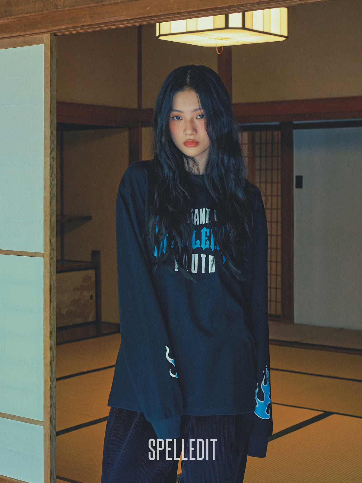 Romantic youth printed long sleeves tee