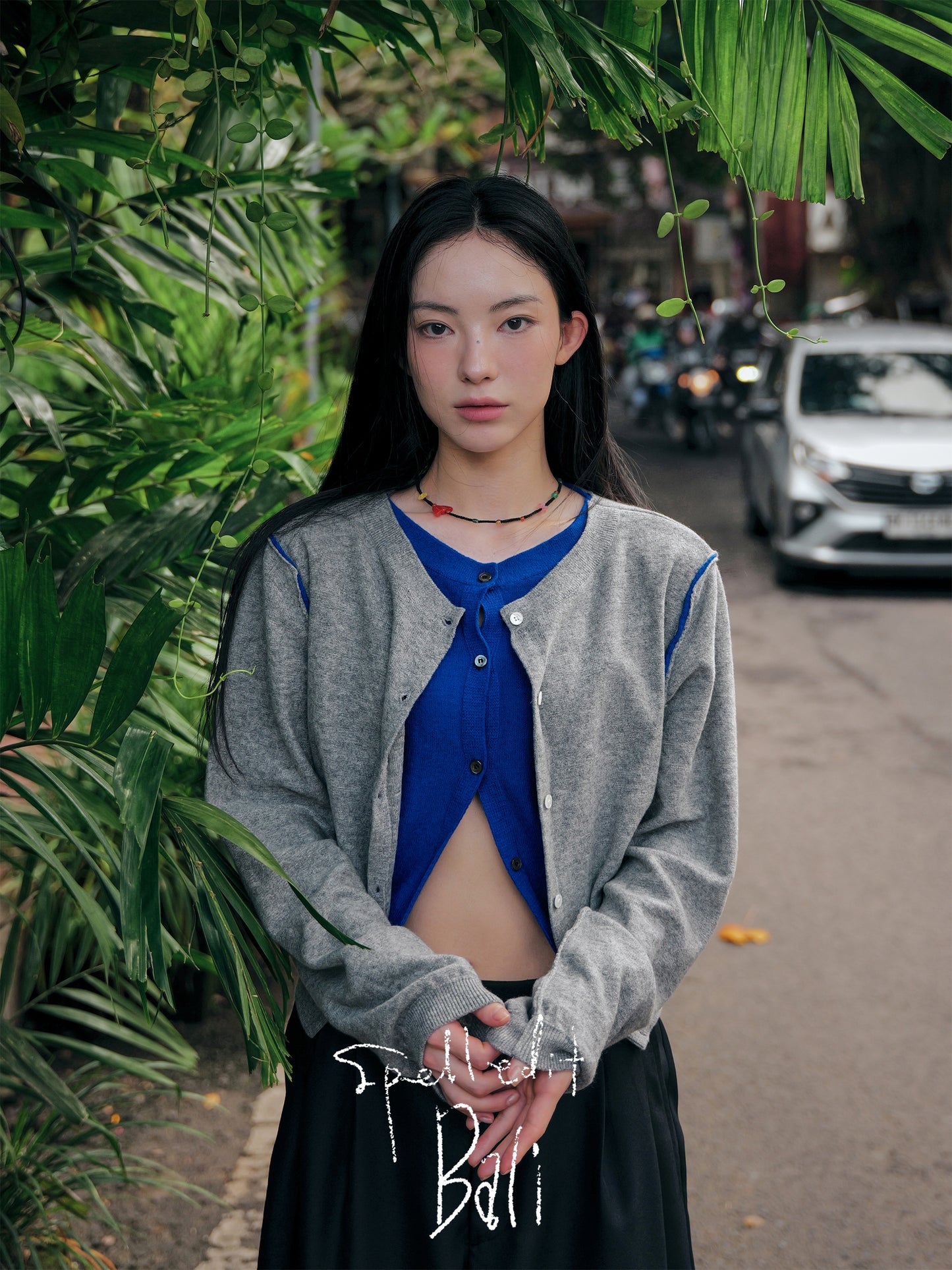 COLOR-BLOCK LAYERED CARDIGAN