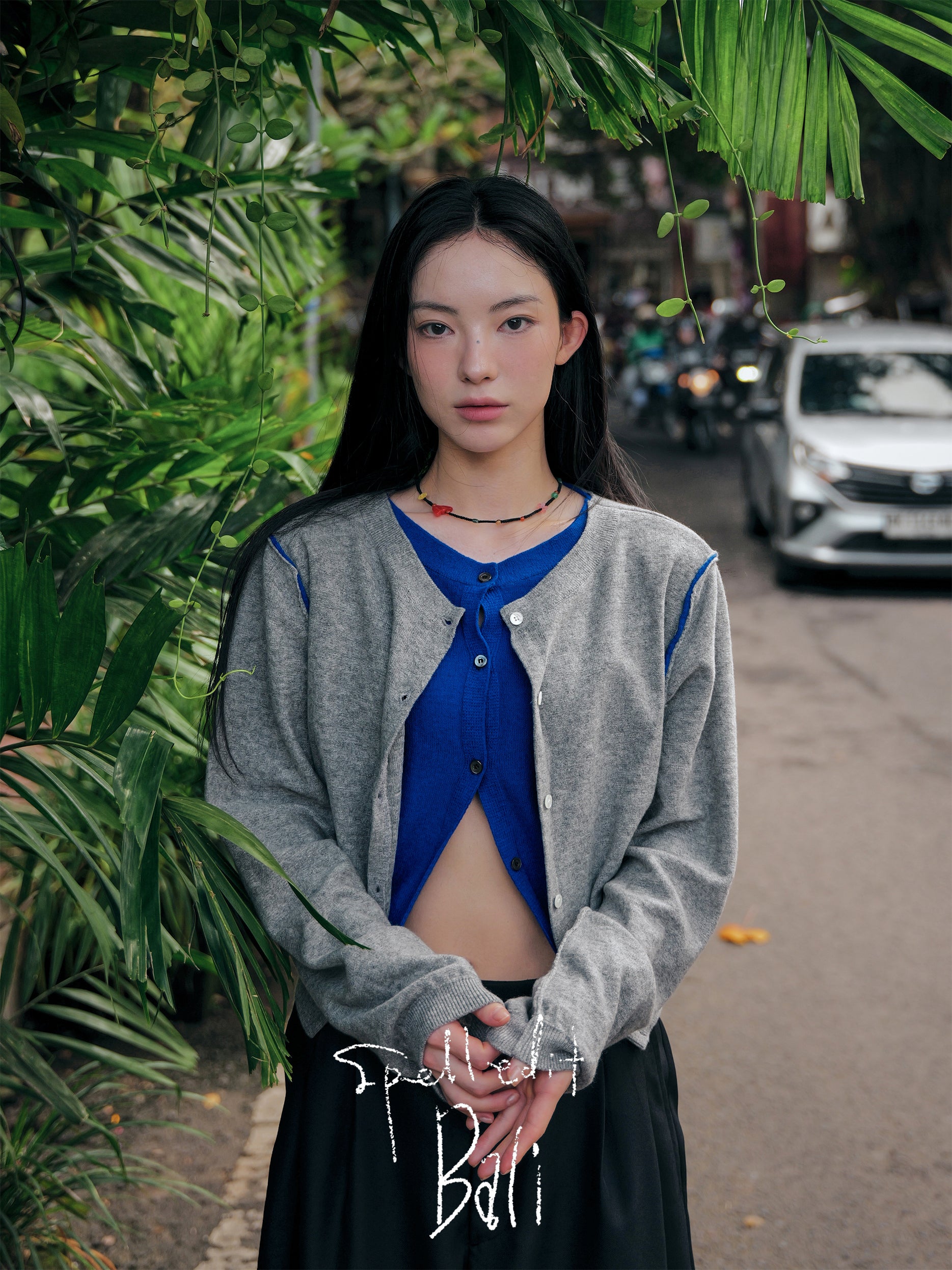 COLOR-BLOCK LAYERED CARDIGAN